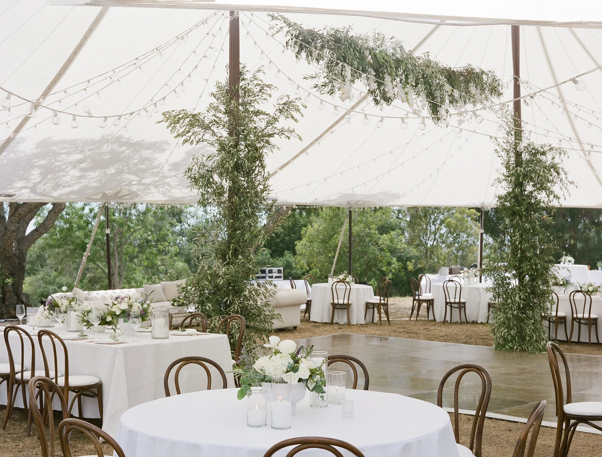 outdoor wedding reception setup photographed by Michael and Anna Costa