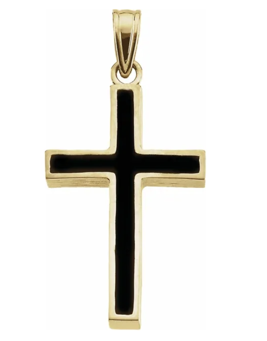 14K Yellow & Black Epoxy 30x20 mm Cross Pendan.png