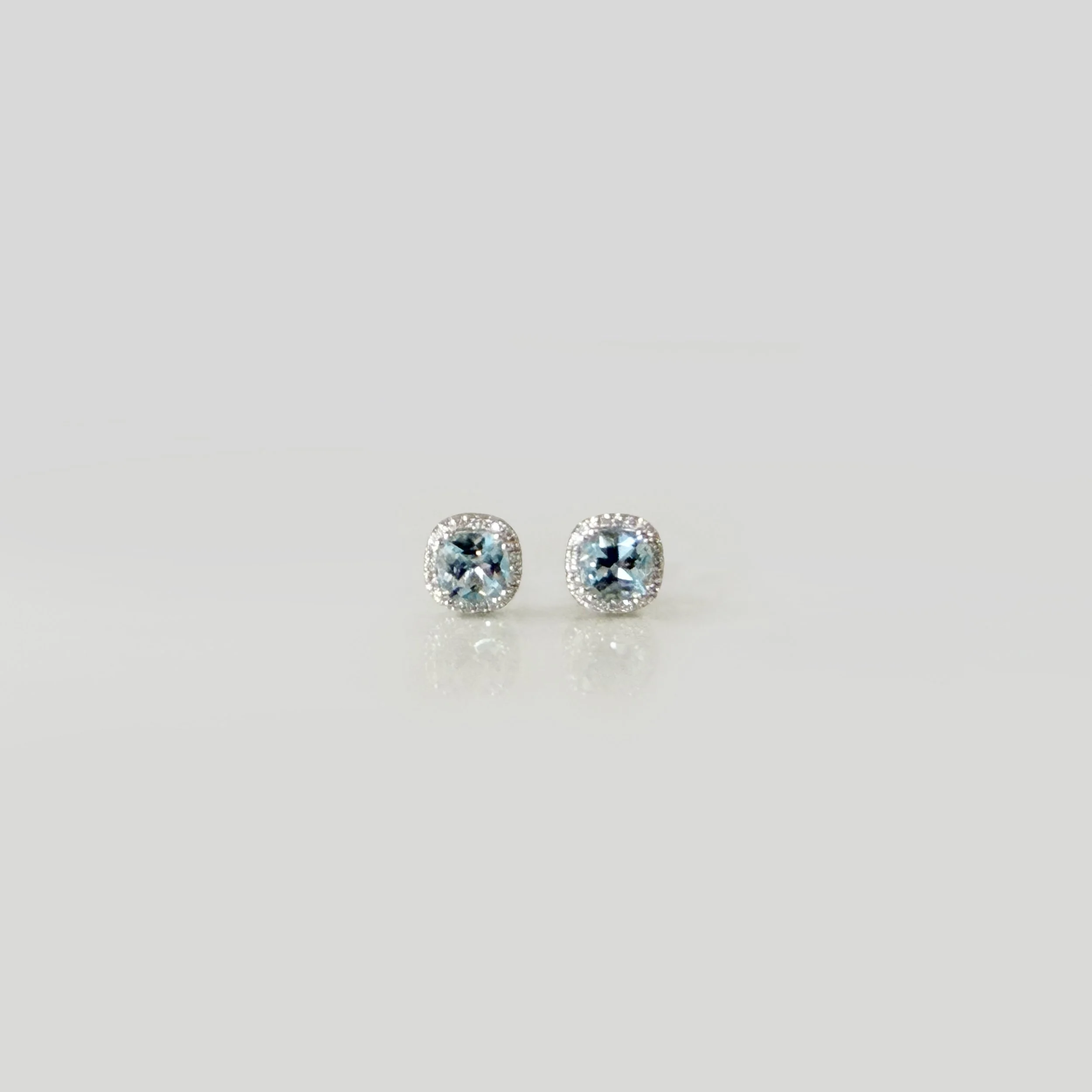 Aquamarine and Diamond Halo Earrings