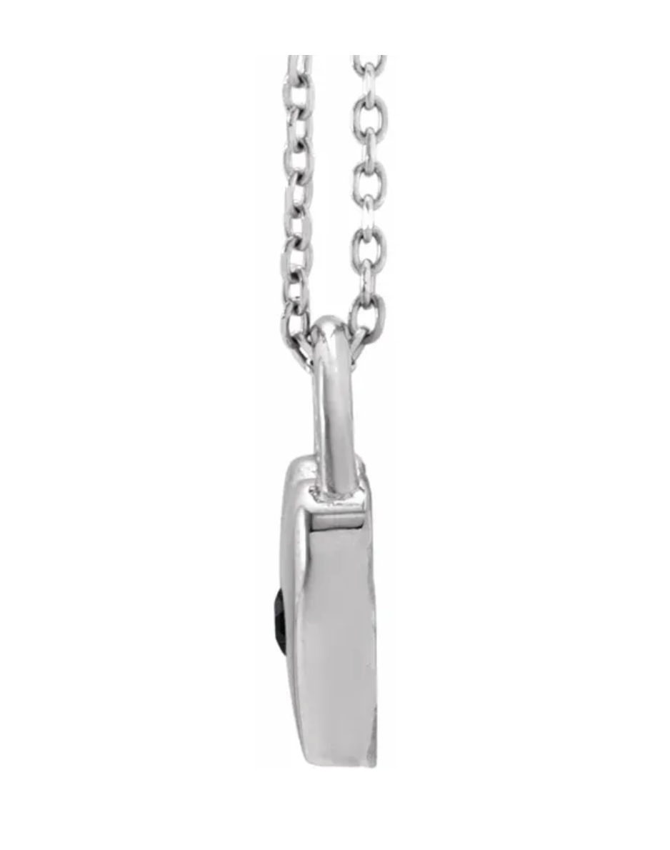 Sterling Silver Natural Black Spinel Heart Lock 18" Necklace.png