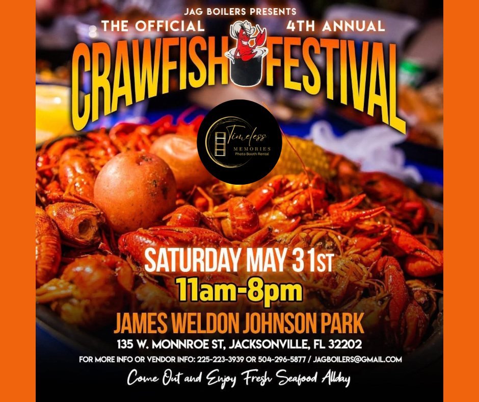 We just added a new event to our calendar! Come check us out for loads of snaps 📸 ✨  and fun vibes 💕 . 

#selfiebooth #SupportSmallBusiness #GoodFoodGoodVibes #LocalLove #FestivalSeason #JagBroilersCrawfishFest #VendorVibes #CrawfishAndCrafts #Even