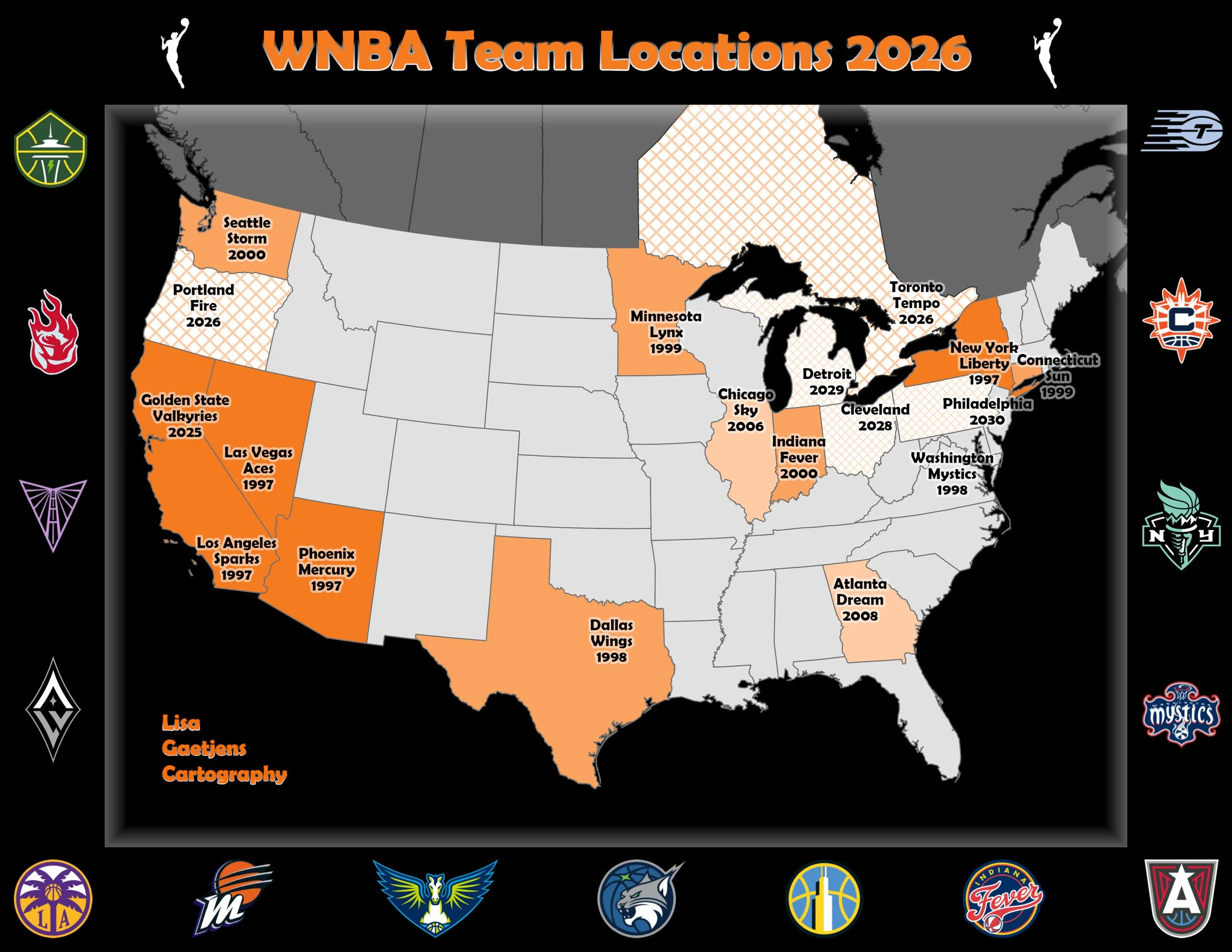 WNBA Teams 2026 Map