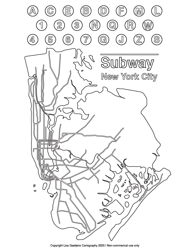 NYC Subway Coloring Sheet