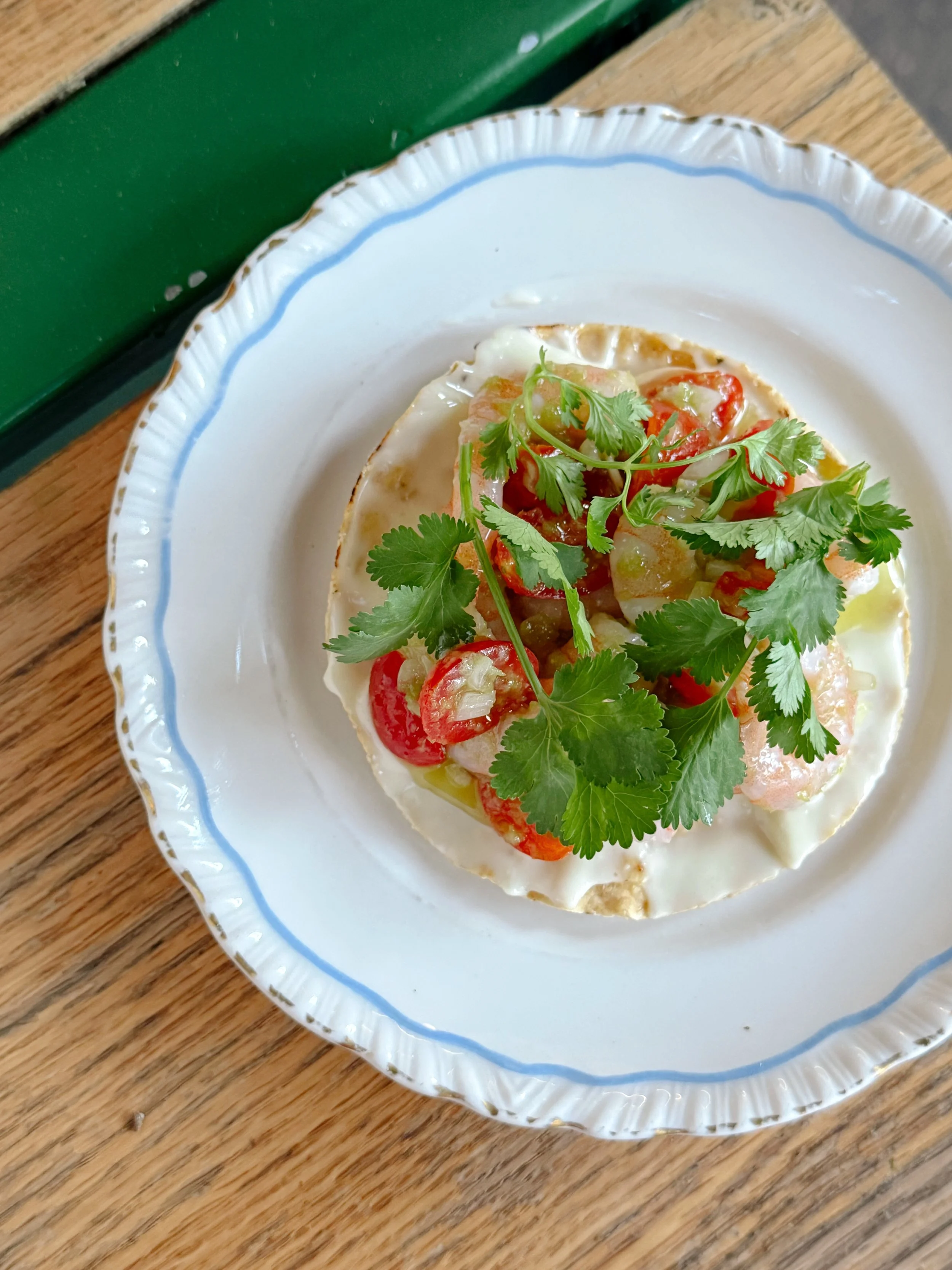 Tostadas at Fugaz, a funky spot next to Fantastma natural wine bar in Roma