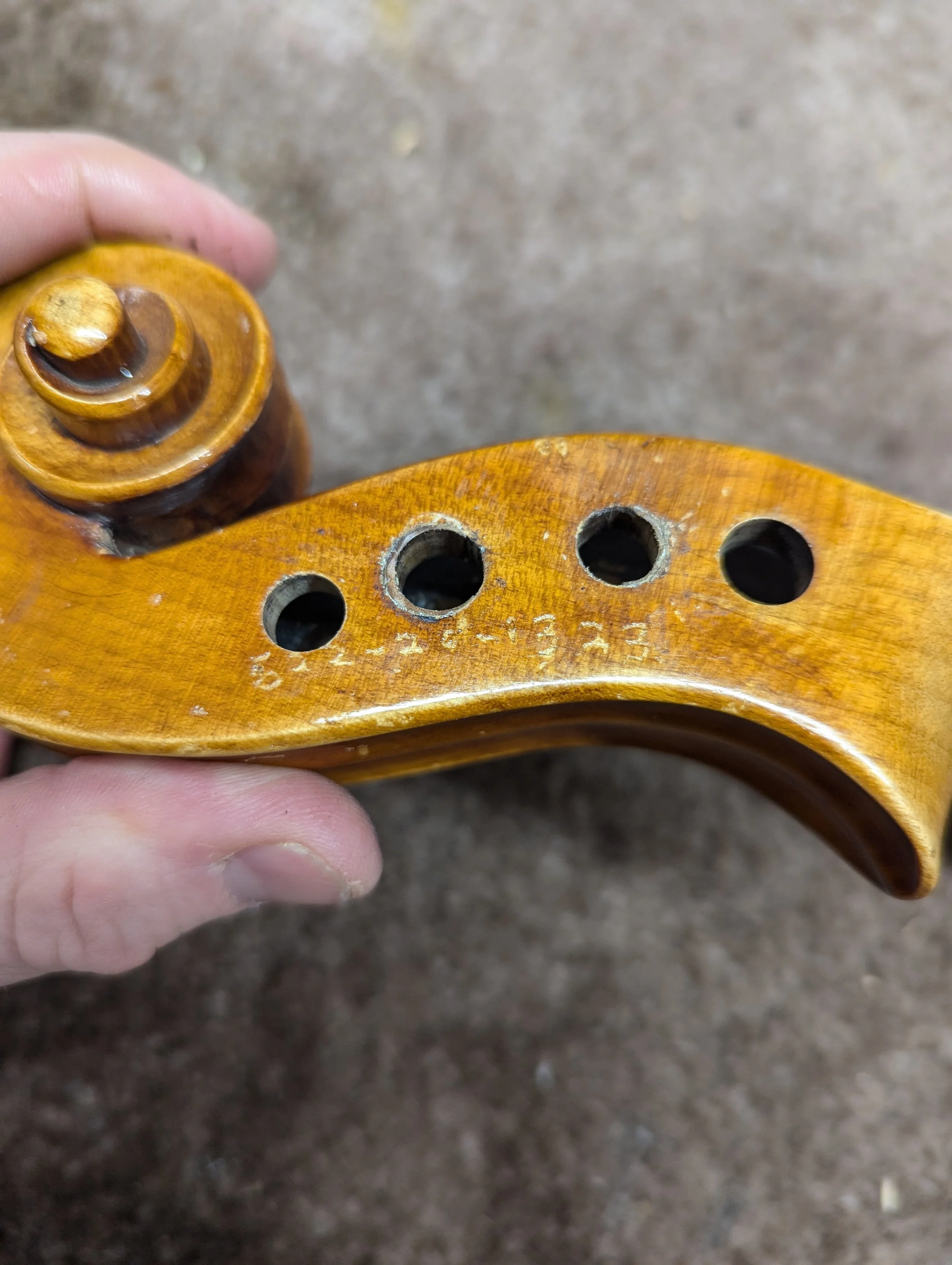 A previous owner's etched-in "serial number"