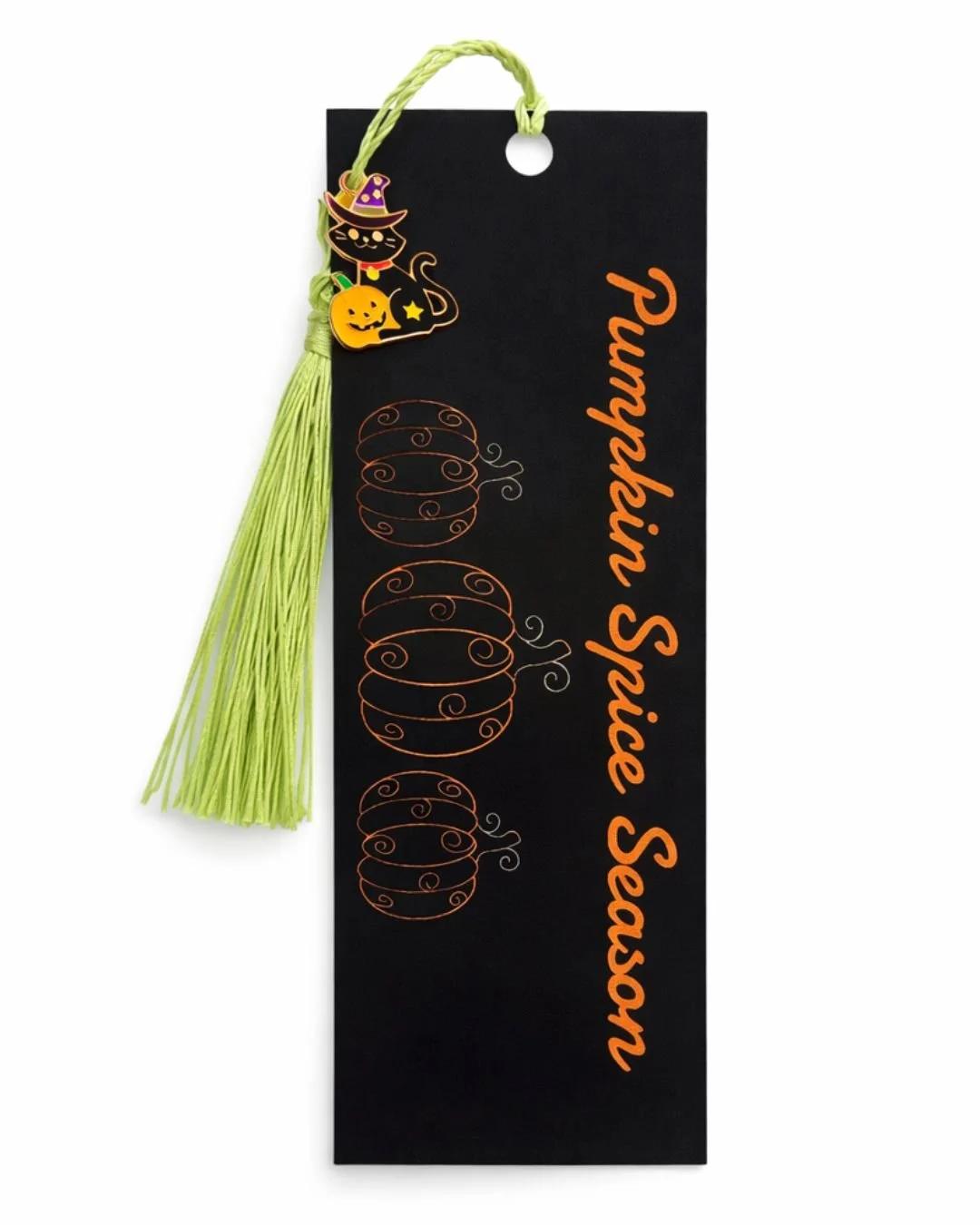 Pumpkin Spice Bookmark with Black Cat Charm