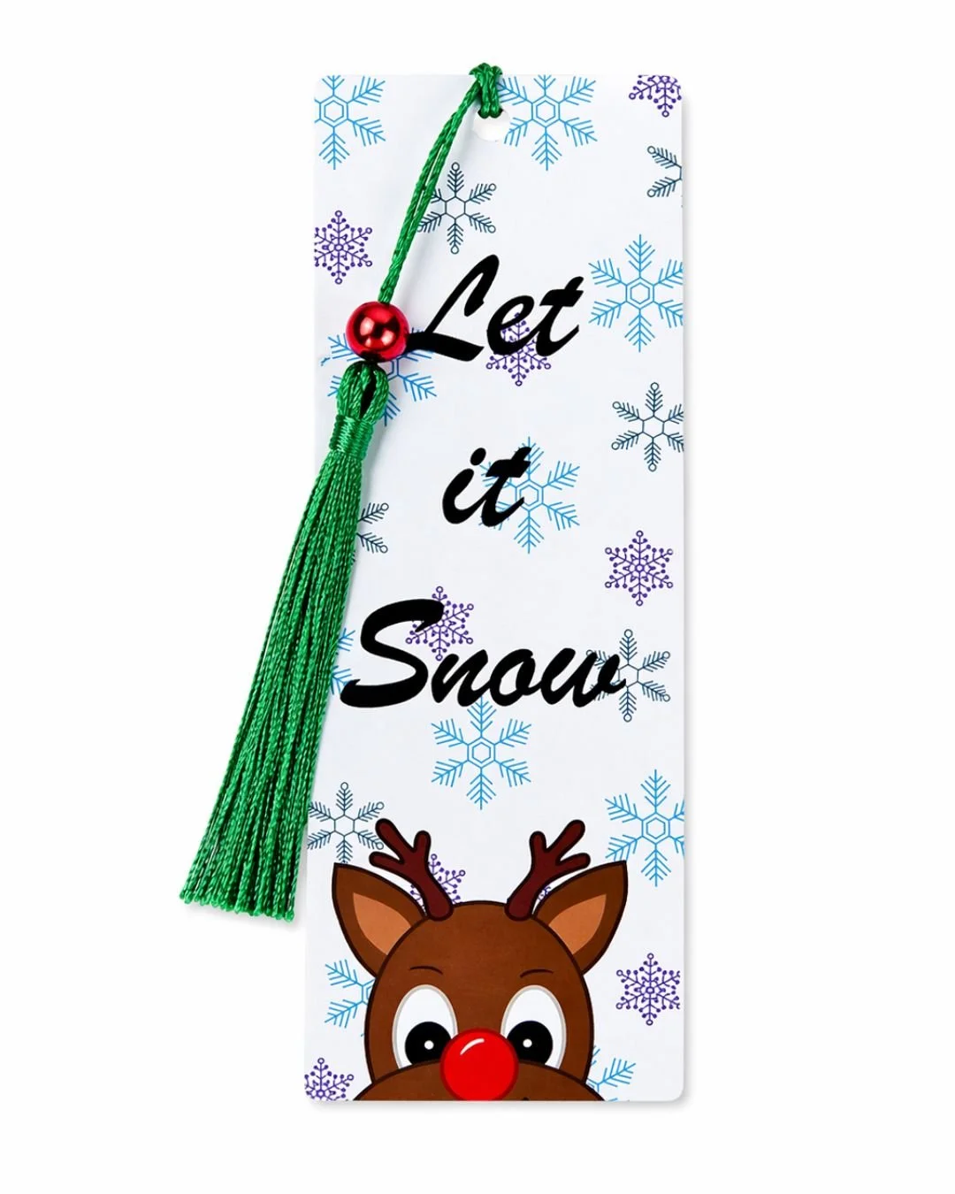 Let it Snow Bookmark with Red Bead
