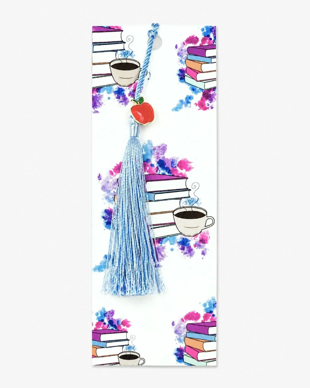Cozy Coffee Bookmark with Apple Charm