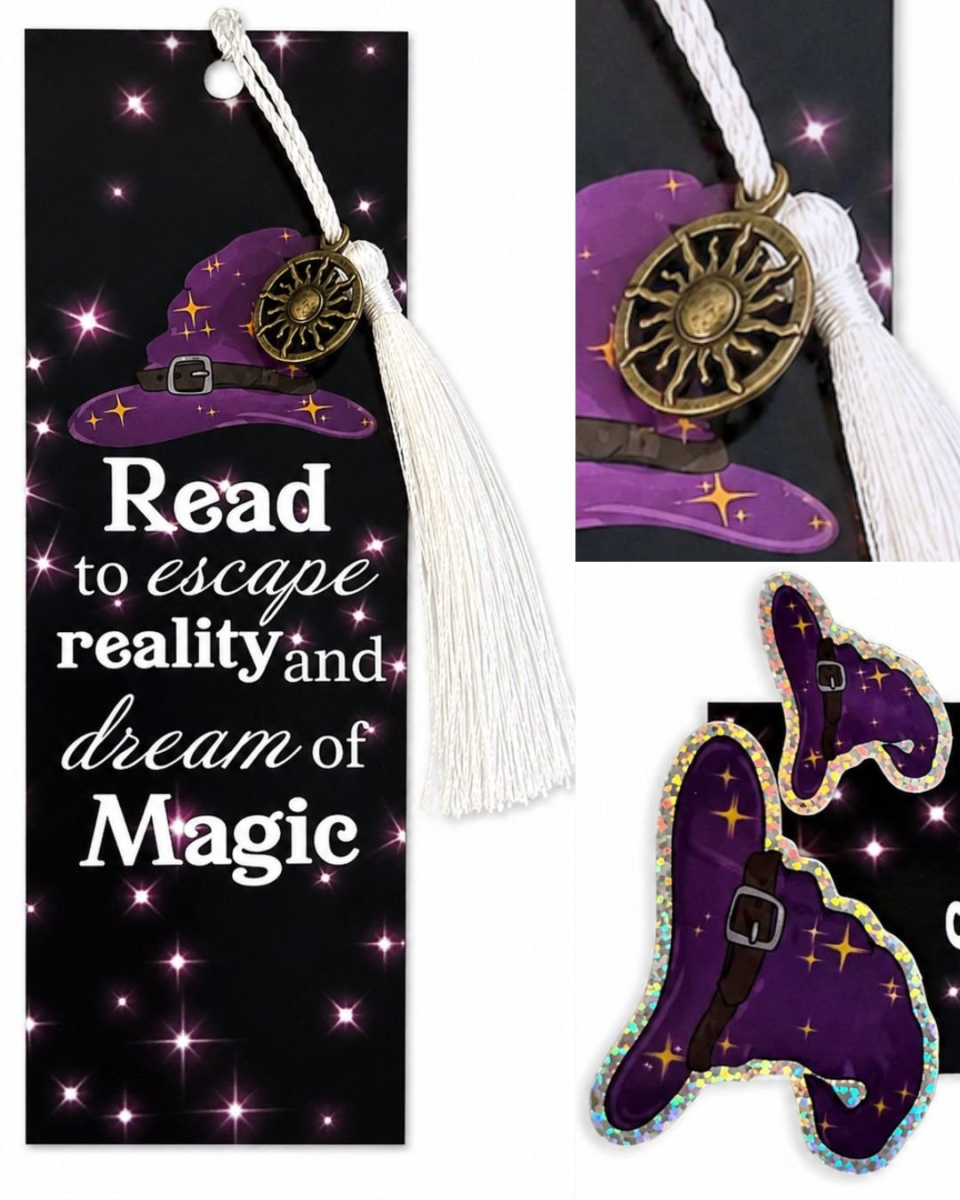 3 Pack: You're a Wizard Stickers + Reading Magic Bookmark with Sun Charm
