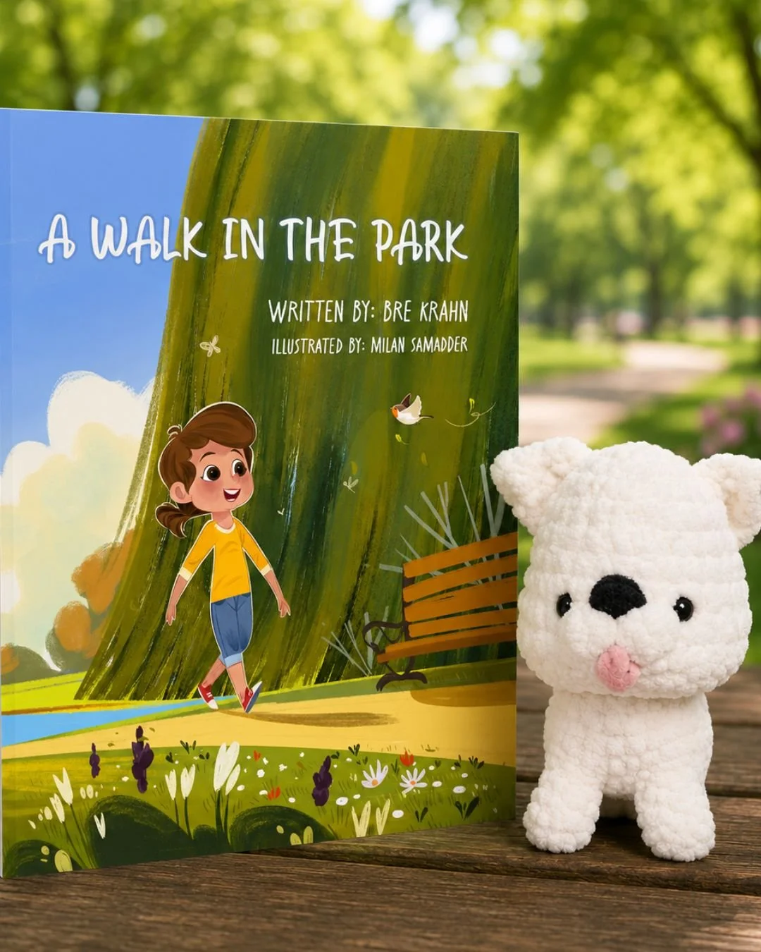 A Walk in the Park + White Dog Plushie