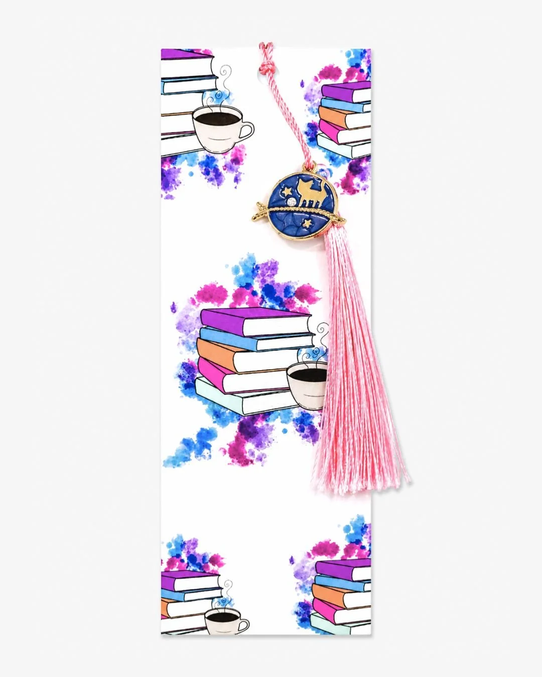 Cozy Coffee Bookmark with Cat Charm
