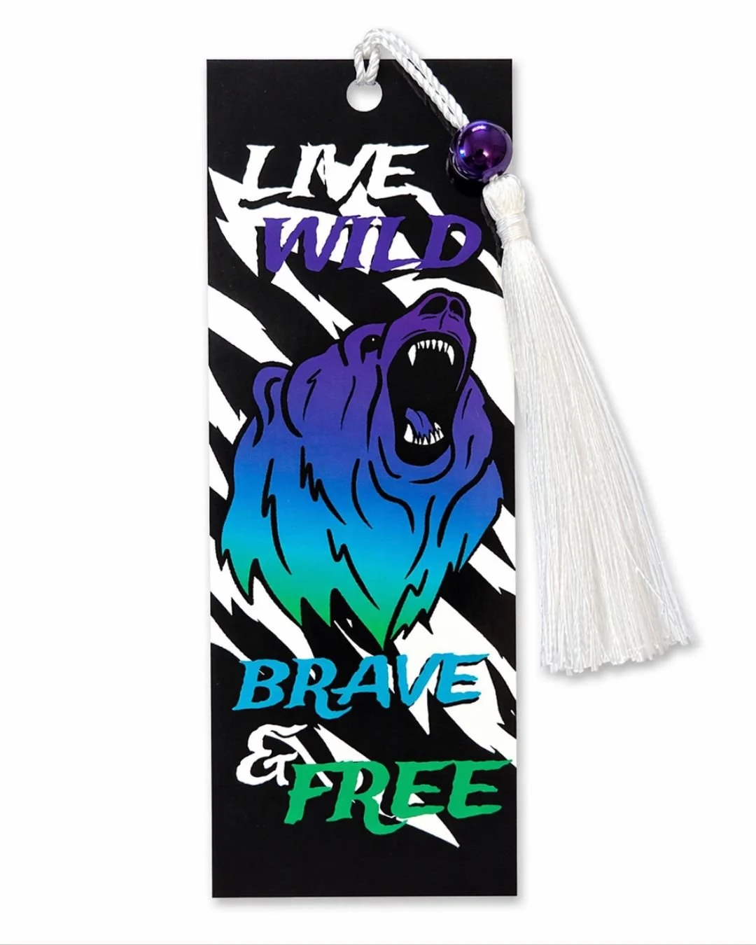 Live Wild Bookmark with Dark Purple Bead