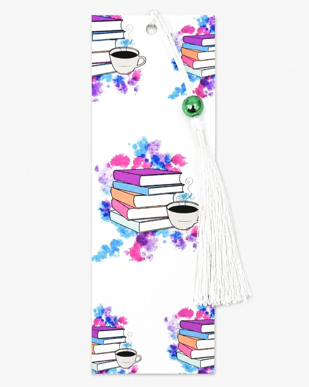 Cozy Coffee Bookmark with Green Bead