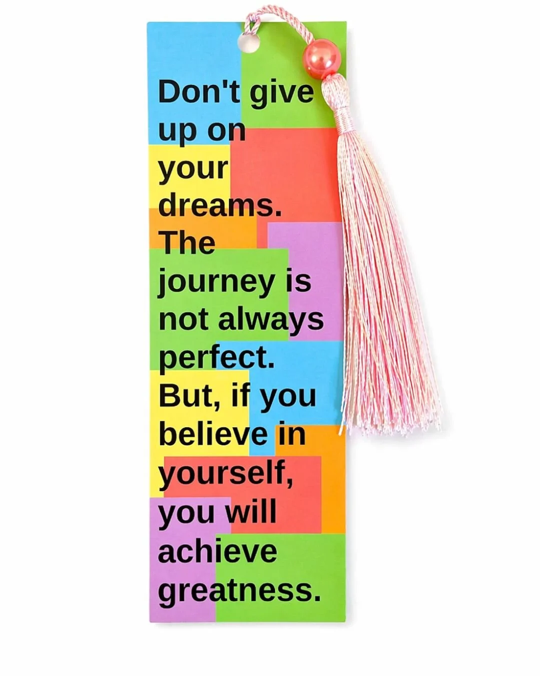 Believe in Yourself Bookmark with Pink Bead