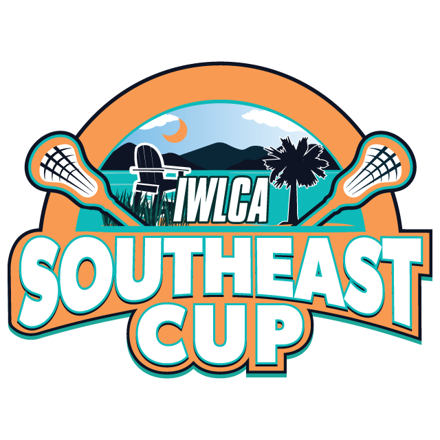 Logo for WLGA Southeast Cup featuring mountains, a lake, sunset, two tennis rackets, and a palm tree.