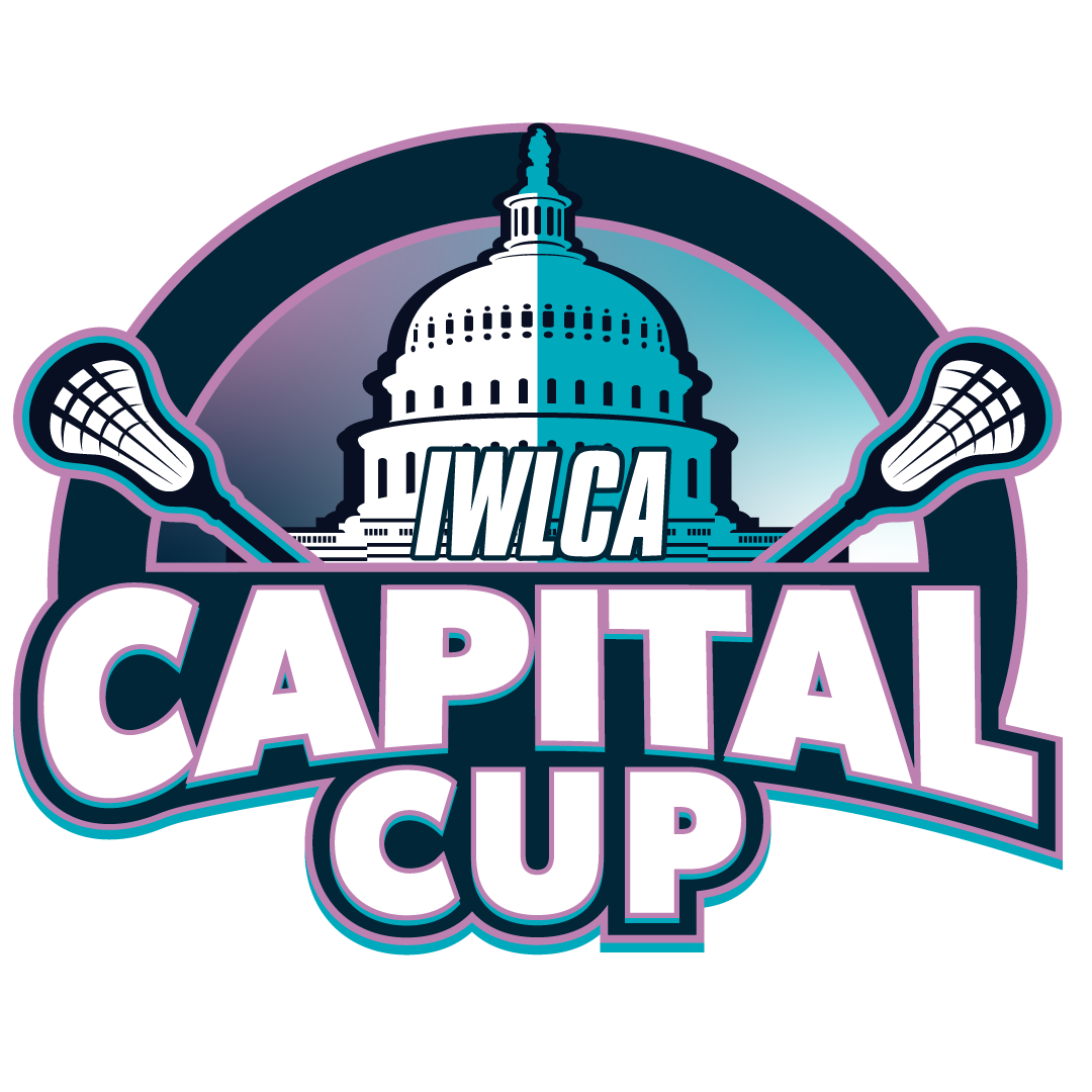 Logo for IWLA Capital Cup featuring a stylized illustration of the U.S. Capitol building with lacrosse sticks on either side and bold text.