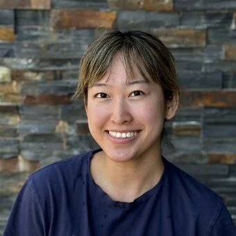 women in a blue shirt