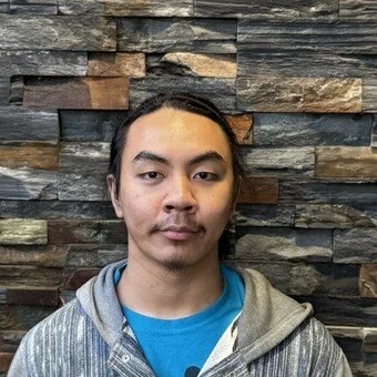 man in a blue shirt