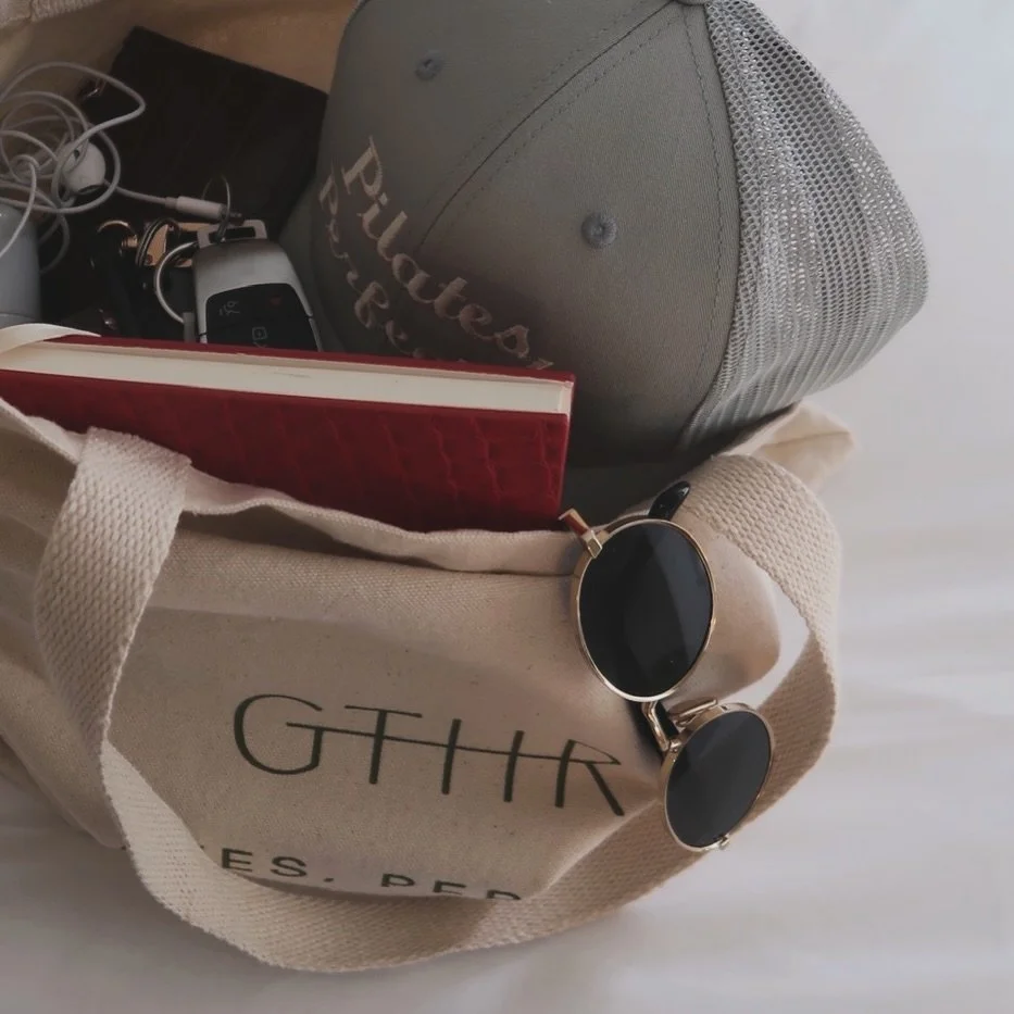 Early AM essentials: headphones in, sunnies on, Pilates booked. The GTHRgirls come packed and prepared ☀️