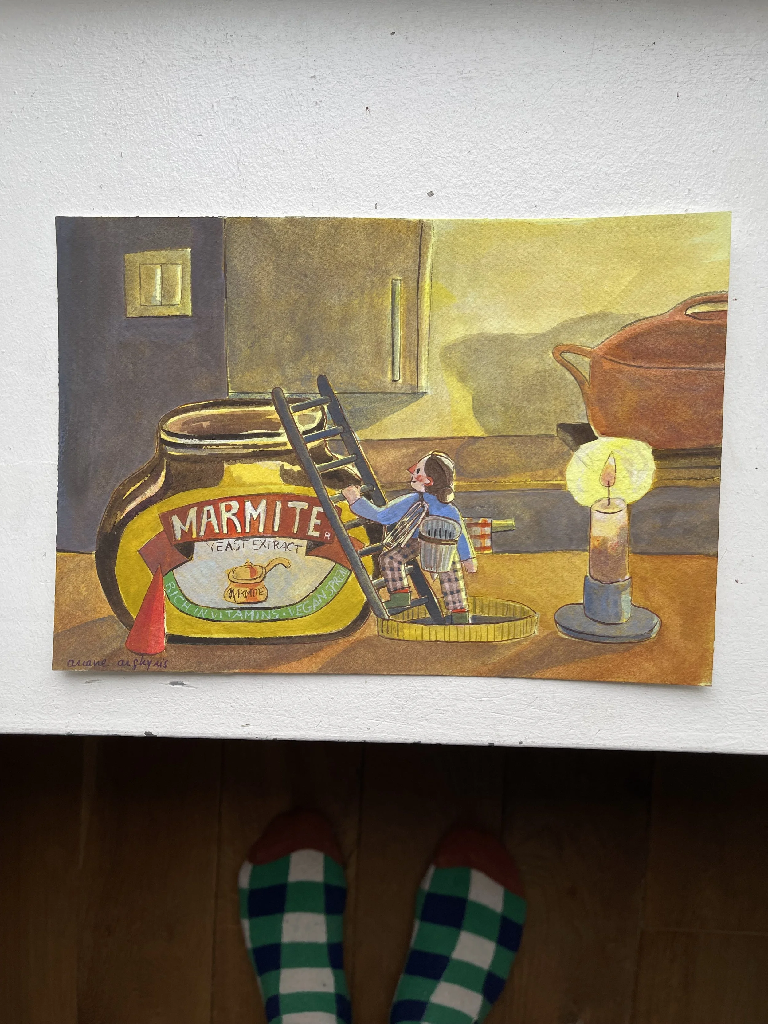 The Kitchen Gnome 🕯️ Signed Original Painting (A4)