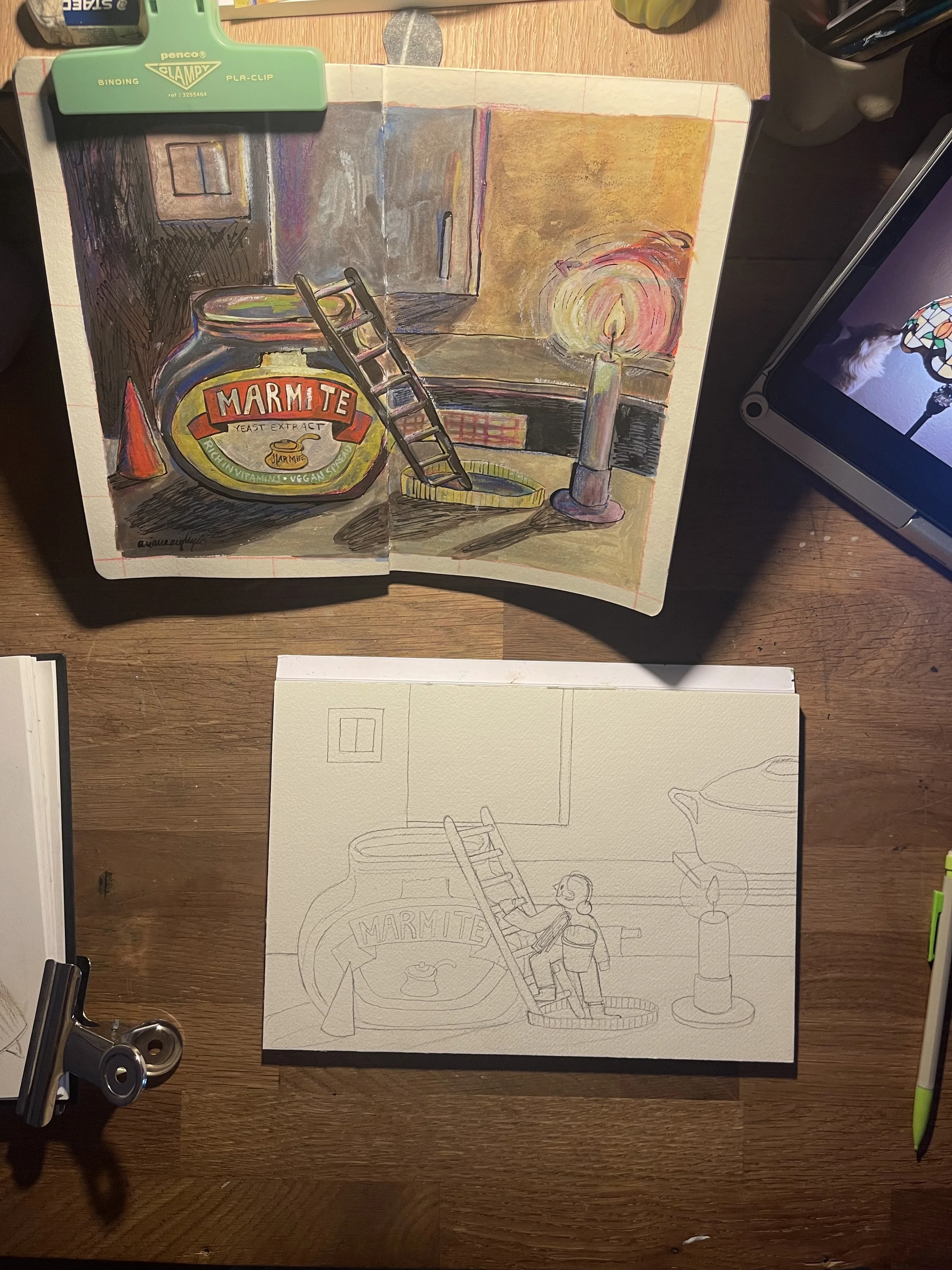 The initial sketch for the new Kitchen gnome painting