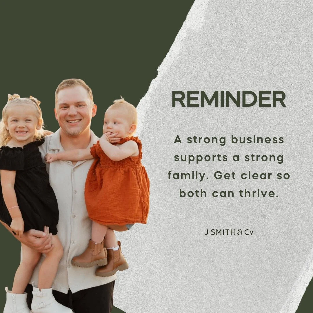 Clarity is not just good for business. It is good for the people who depend on you.
Strong numbers create strong stability at home.

#FamilyFirst #BusinessClarity #JSmithCo