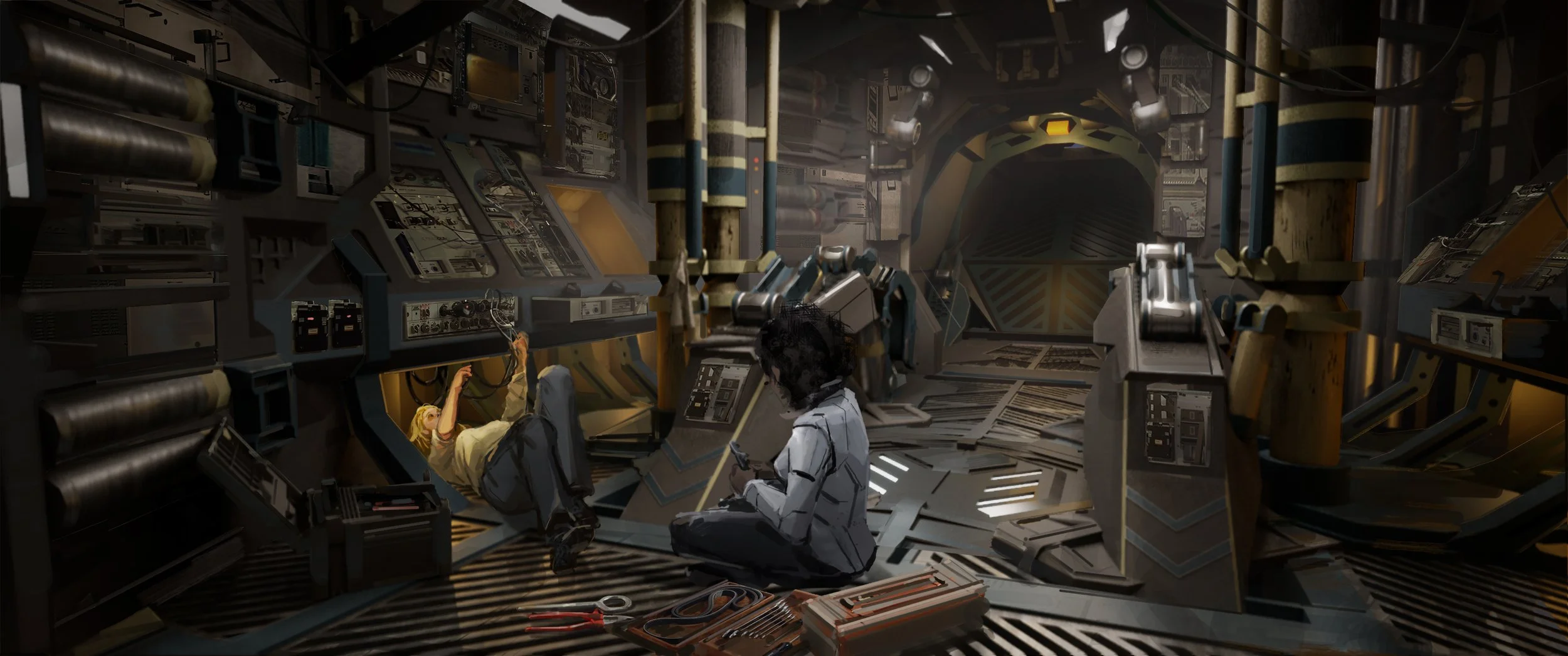 Film - The Marvels - Aircraft fixing scene ( 3d scene provided by art department )