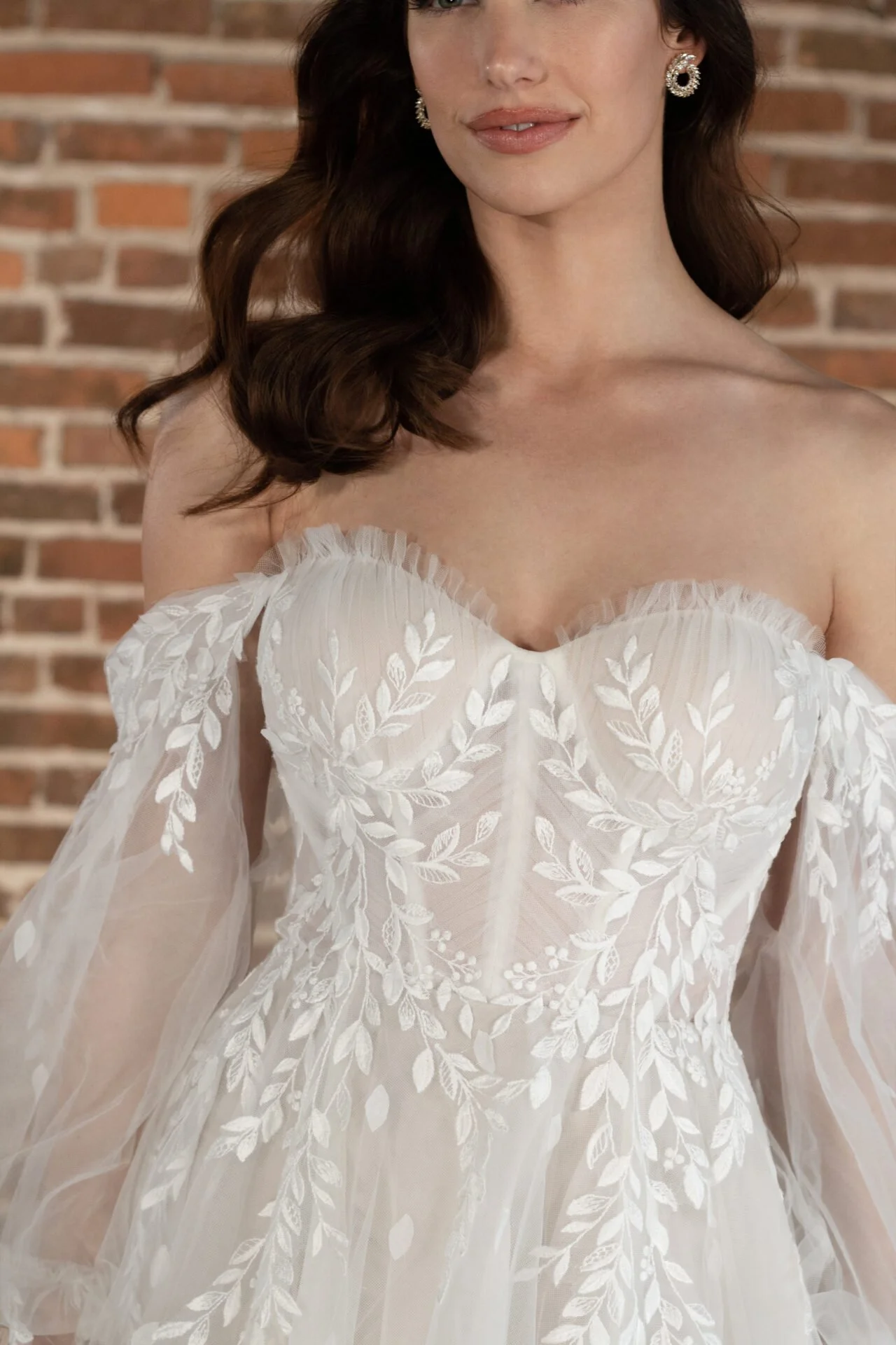 Essense of Australia floral lace and tulle dress bodice with sweetheart neckline.