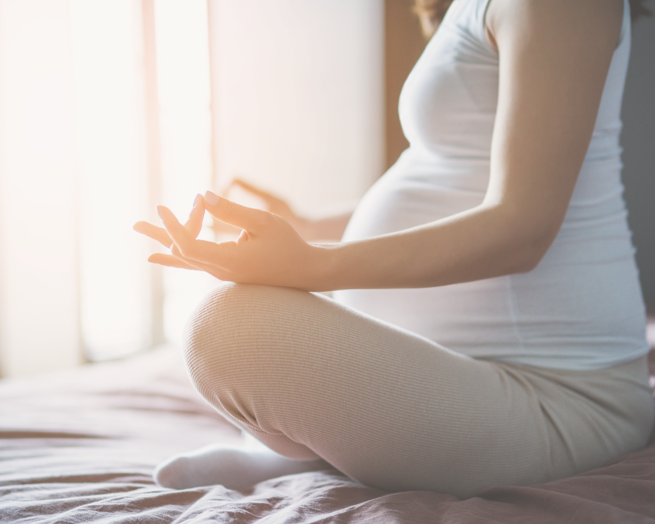 Mindful pregnancy class in a calm studio.
