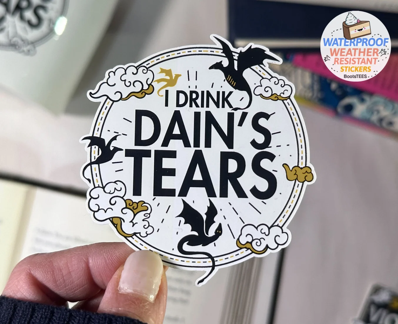 I Drink Dain's Tears, Fourth Wing Stickers, 3" Fantasy Romance Dragon Decals