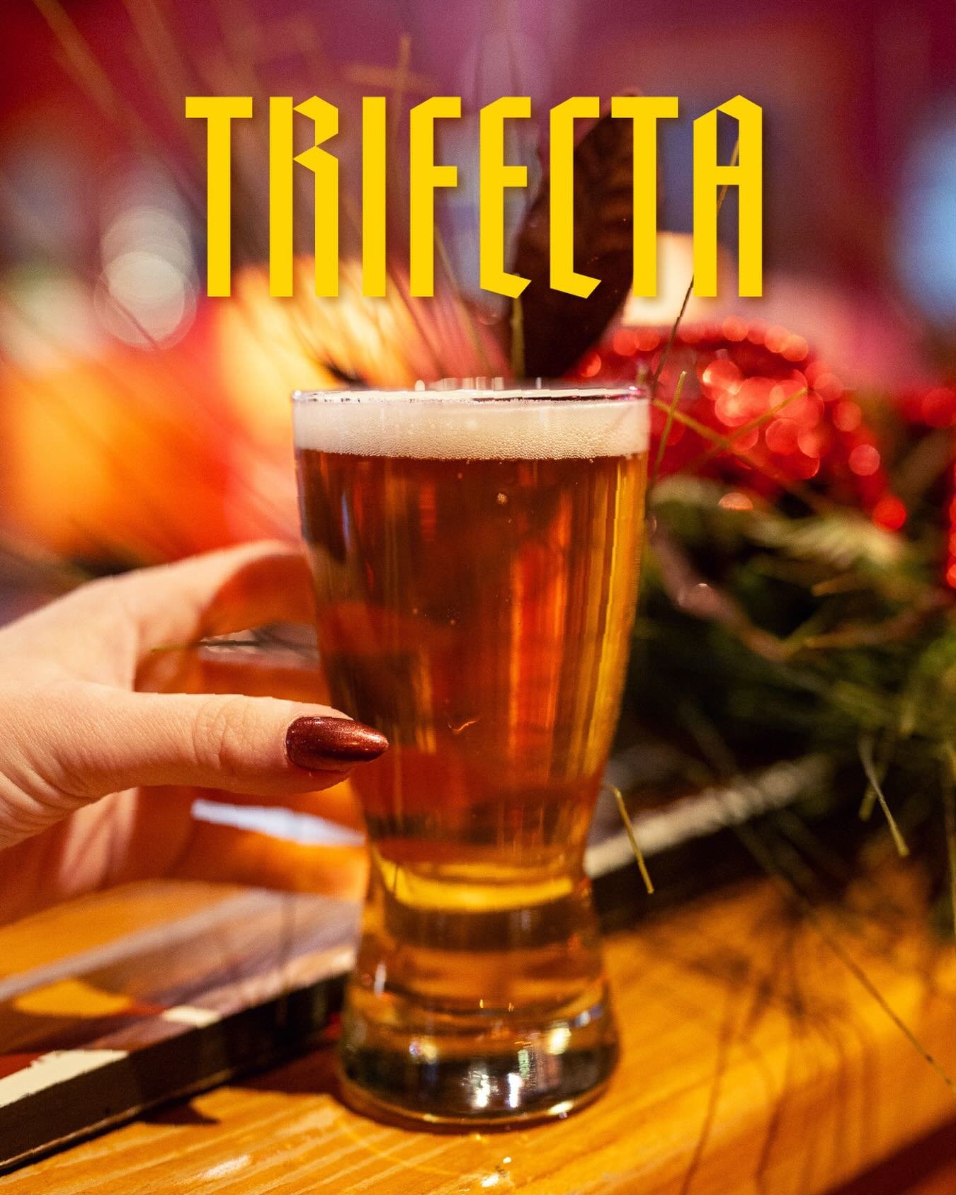Trifecta is a golden Belgian Tripel that balances vibrant fruity esters, spicy phenolics, and a dry, effervescent finish. Hints of pear, light clove, and honeyed malt unfold over a deceptively strong yet refined body. Crisp, complex, and dangerously 