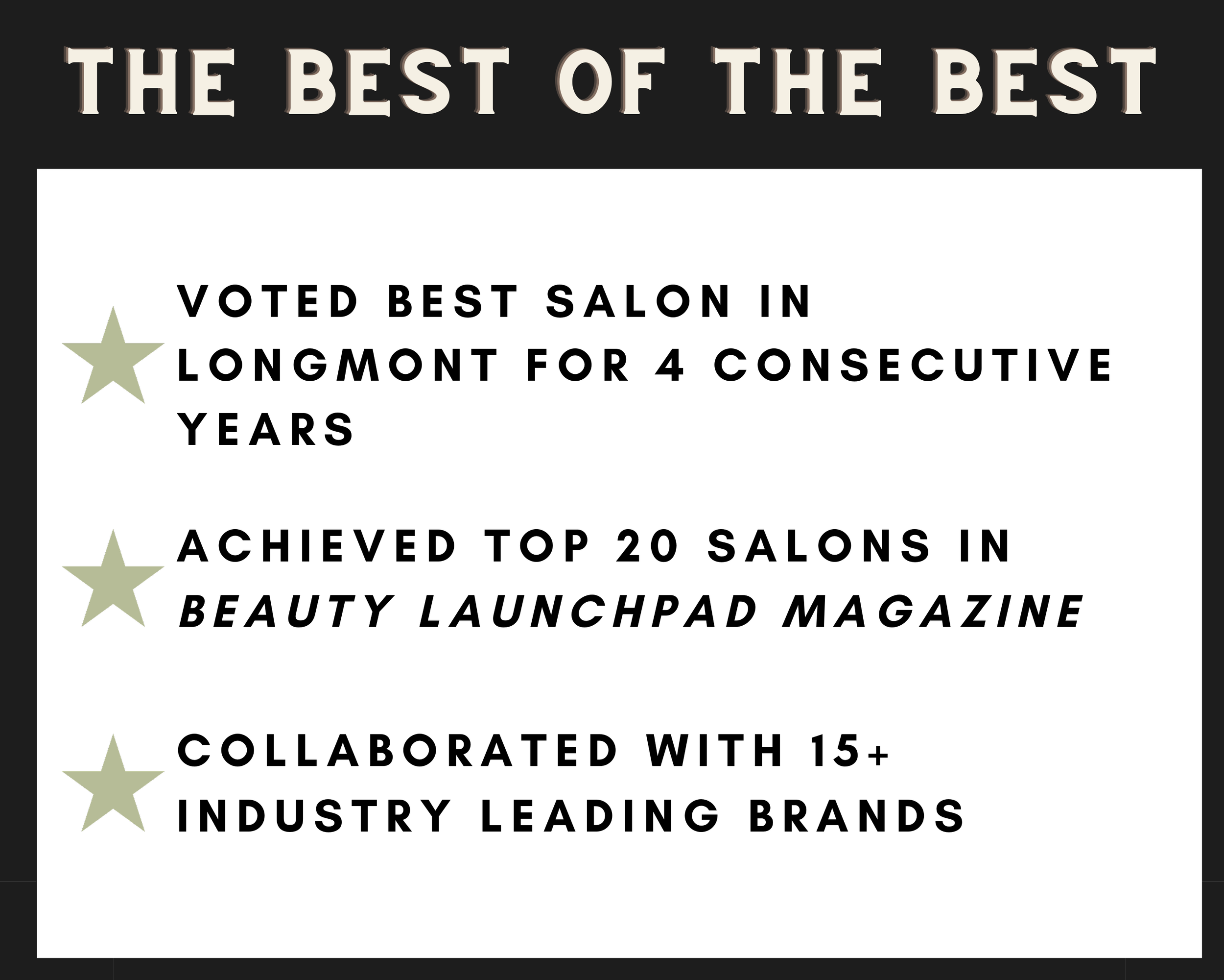 A chart titled 'The Best of the Best' comparing three categories, with star icons and colored bars representing scores or rankings.