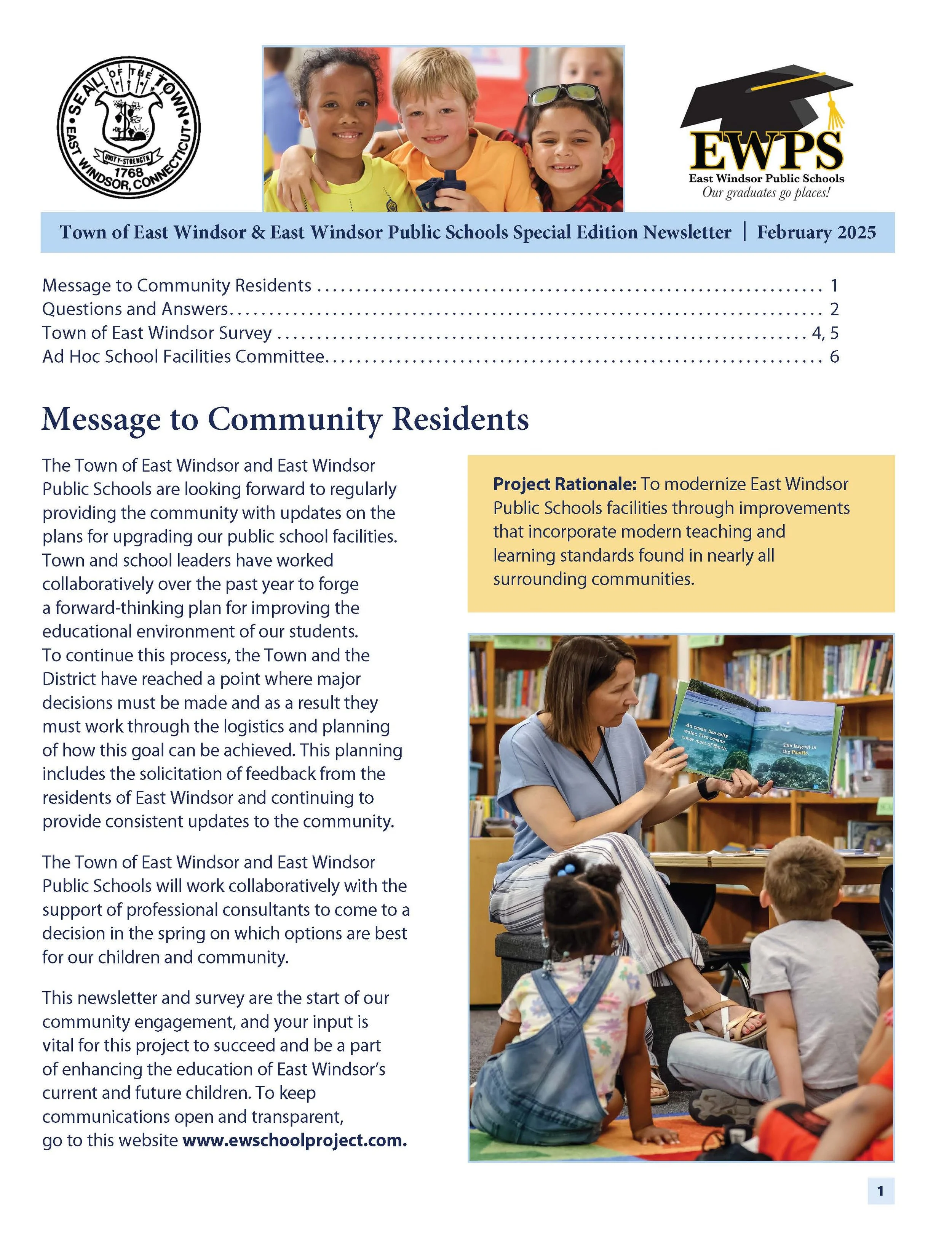 A screenshot of an East Windsor Public Schools' newsletter.