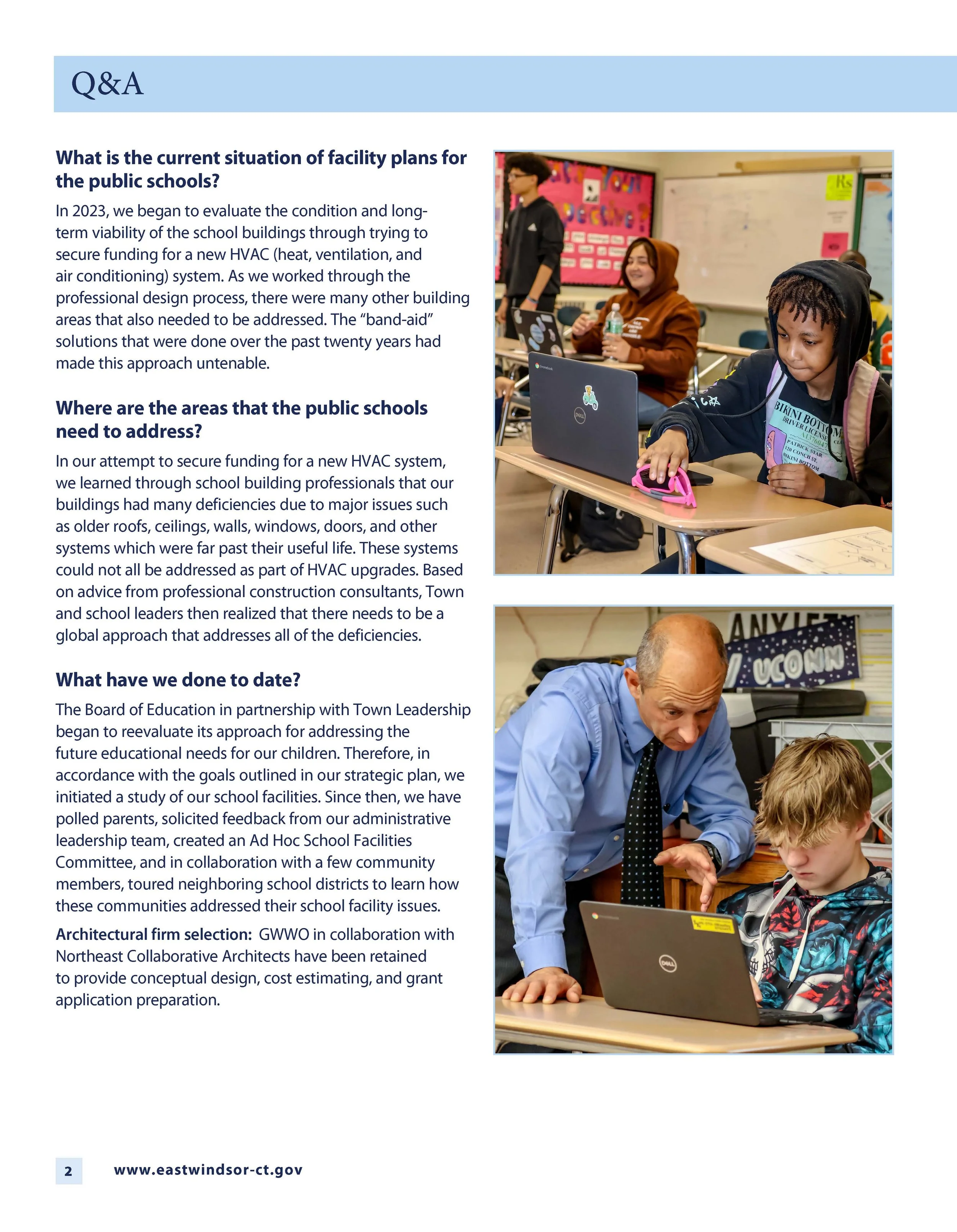 A screenshot of an East Windsor Public Schools' newsletter.