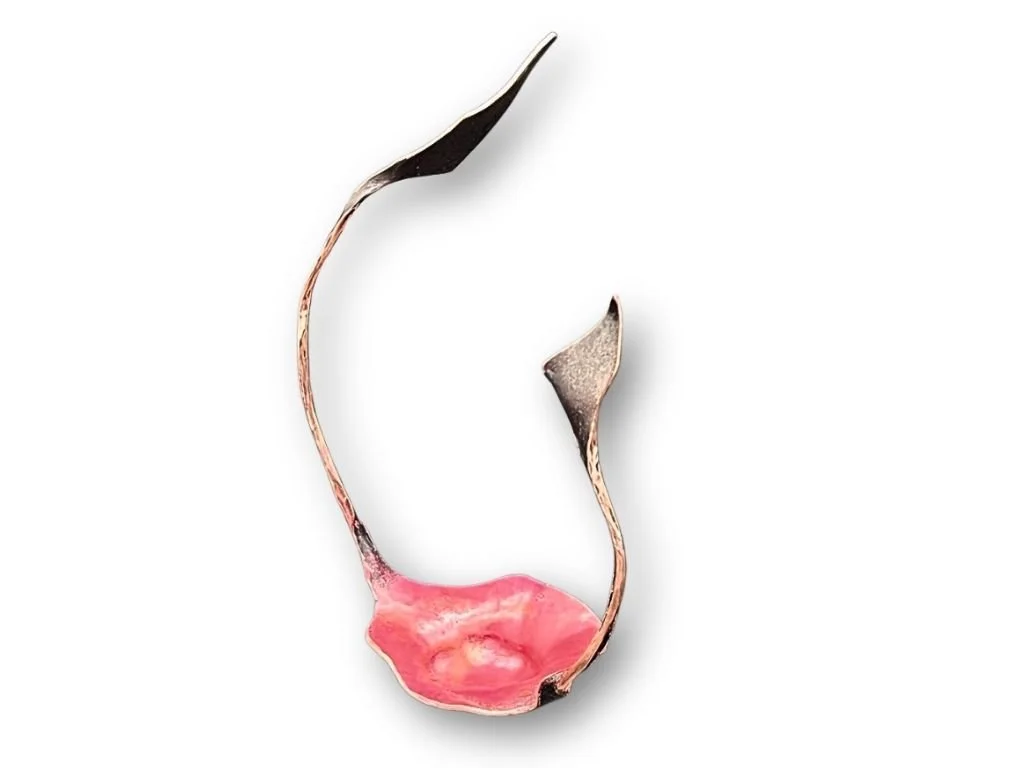 A dynamic sculptural form in copper