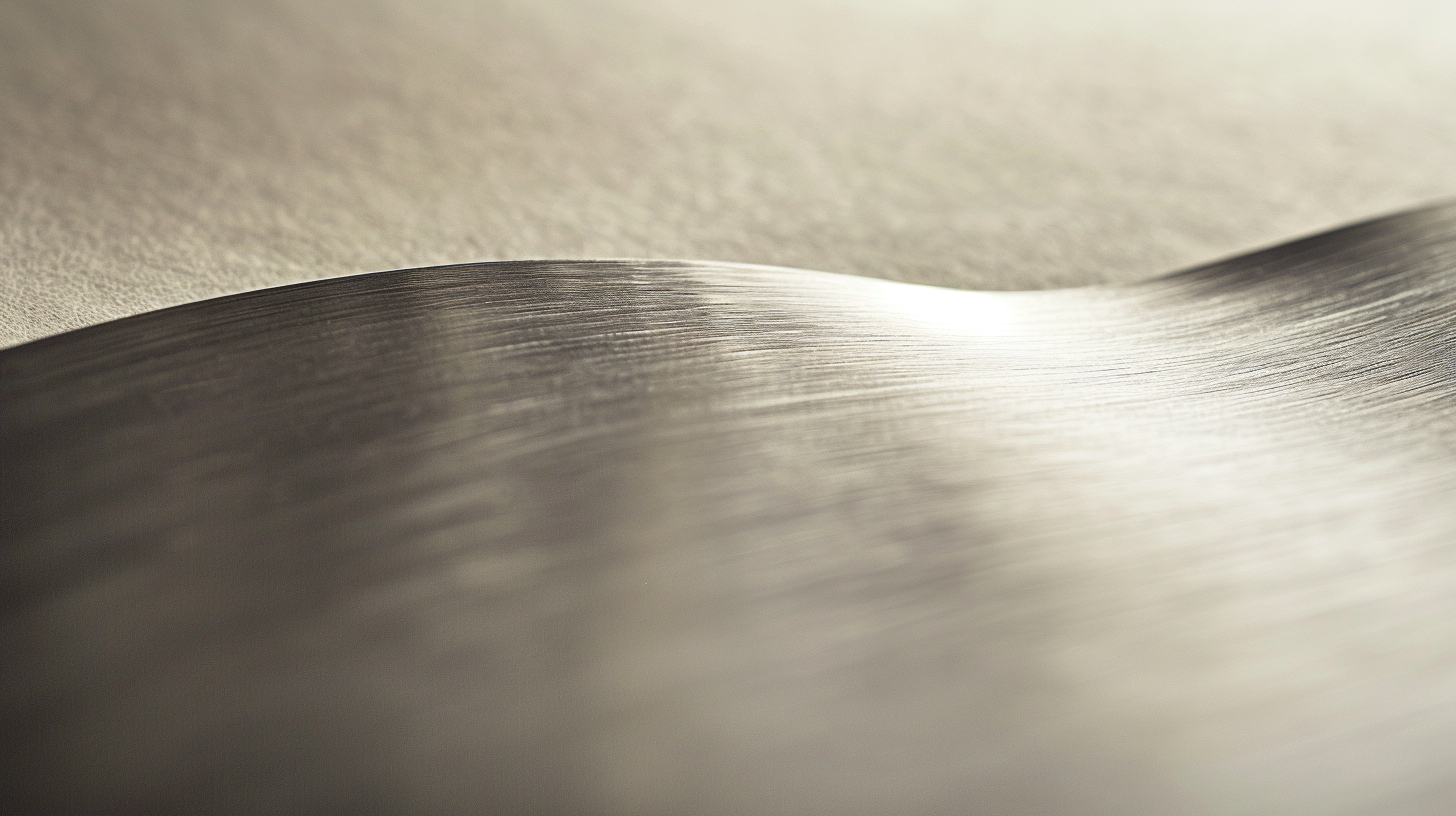 Close-up of a metallic surface with smooth, curved lines and a reflective sheen.