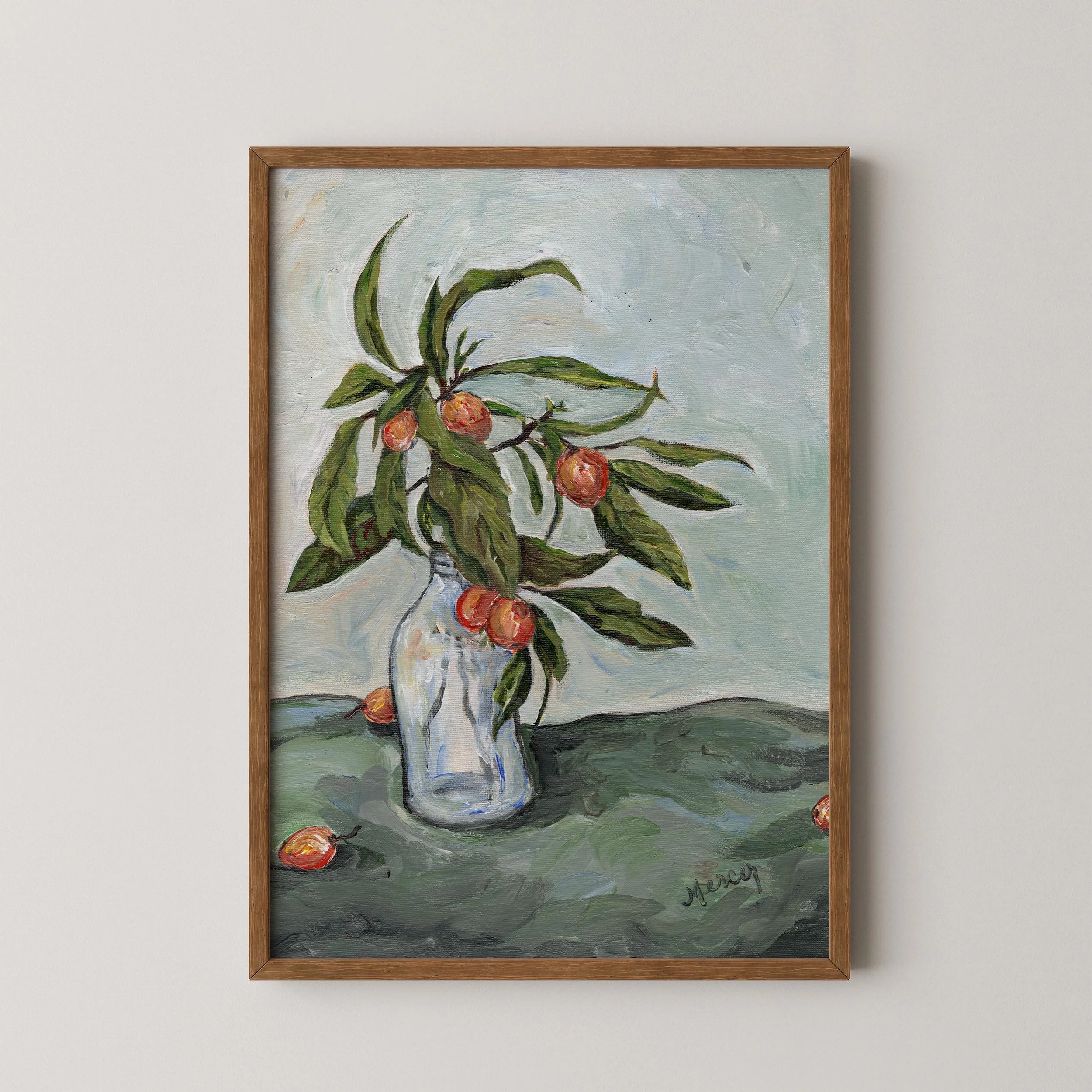 Kumquat Giclée Fine Art Print - Moody Whimsical Impressionist Fruit Still Life by Becca Mercer