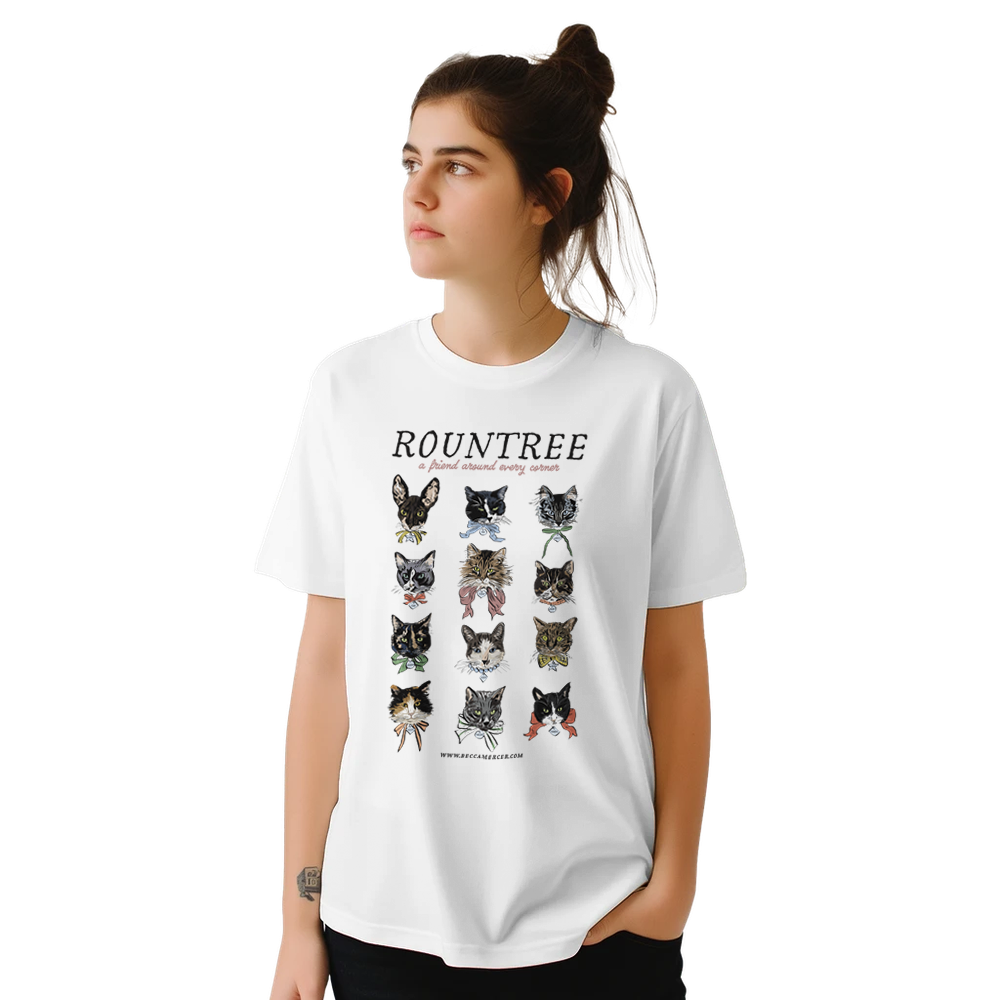 Cats of Rountree T-shirt in White | 100% Cotton