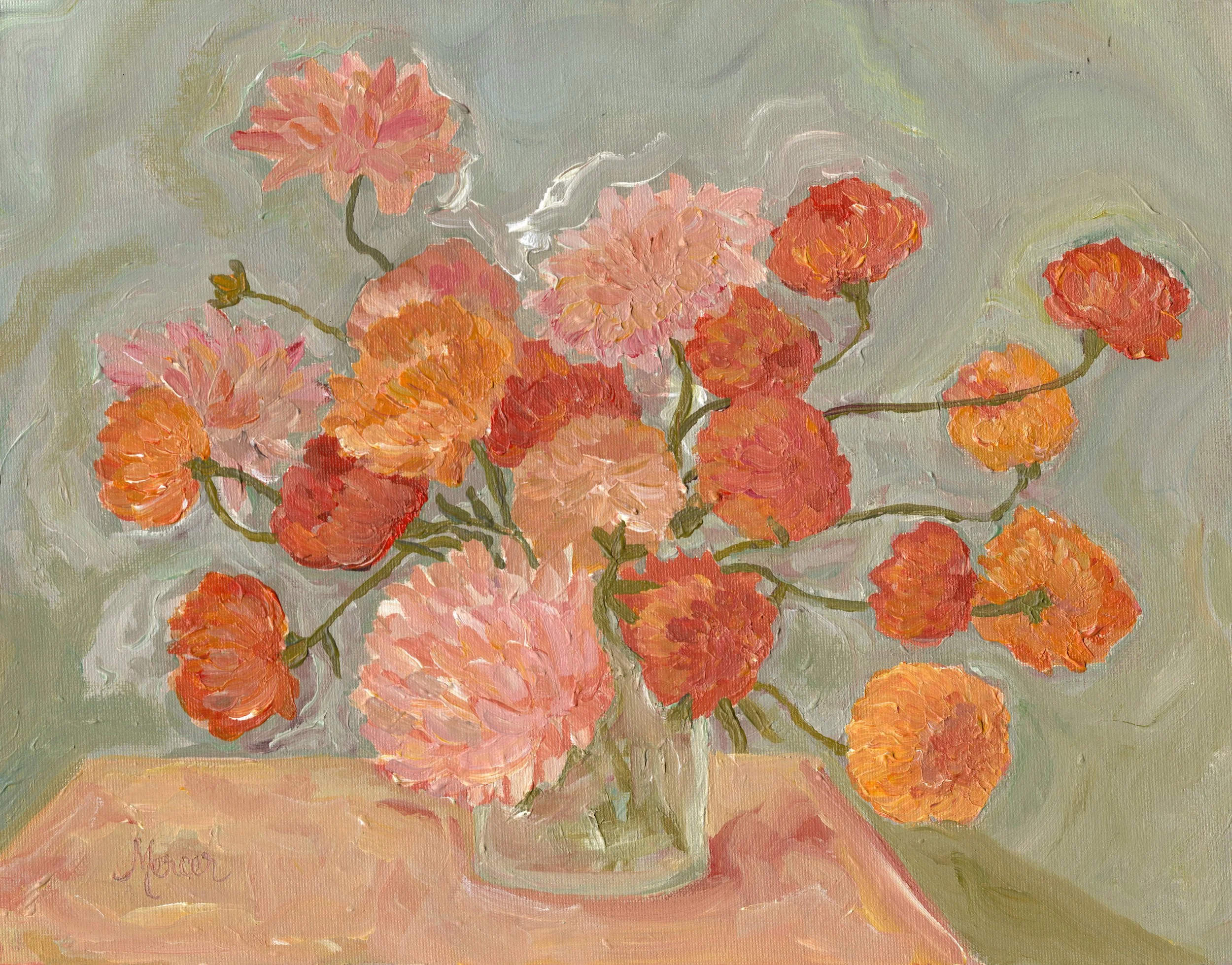 Mums & Marigolds | Original Painting | (14 × 11 in)