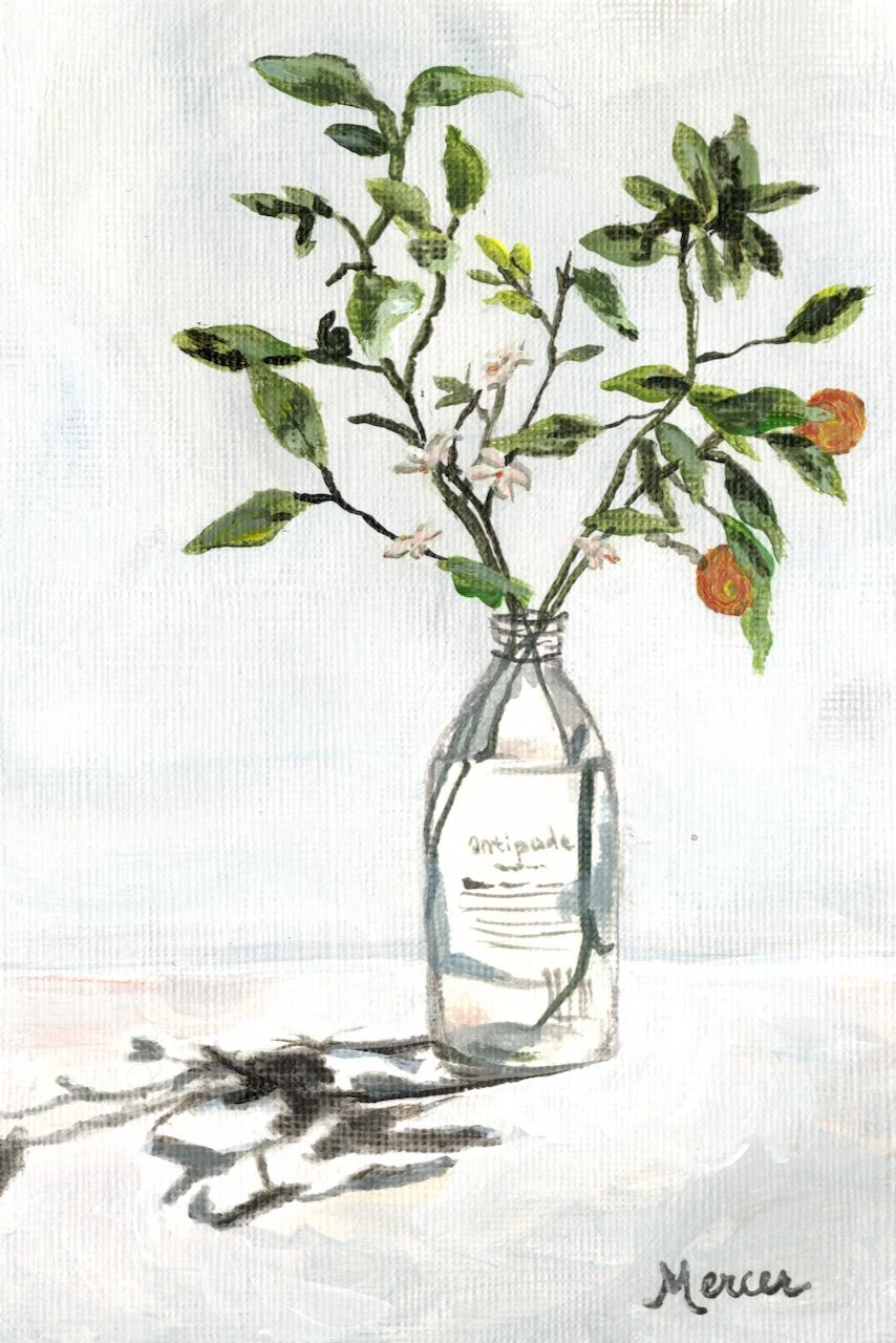 Antipode Branches | Original Painting on Linen Paper | 4 x 6