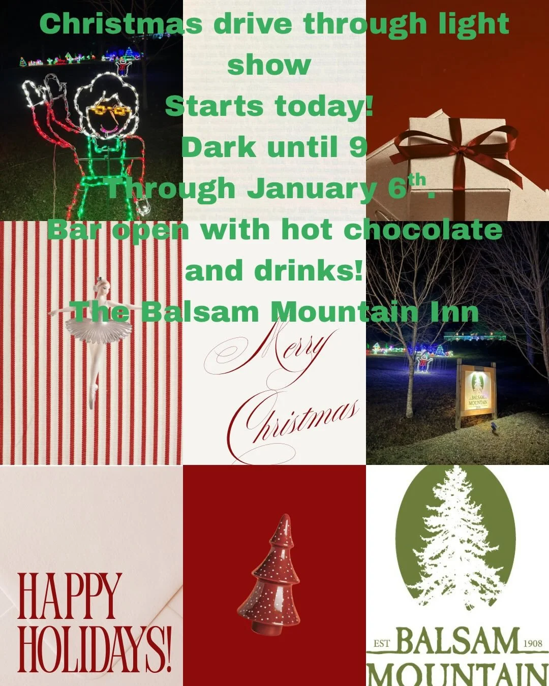 We are so excited to share our Christmas light show with you all! Head over tonight dark until 9 to enjoy the lights and stop by the bar for some amazing hot chocolate!