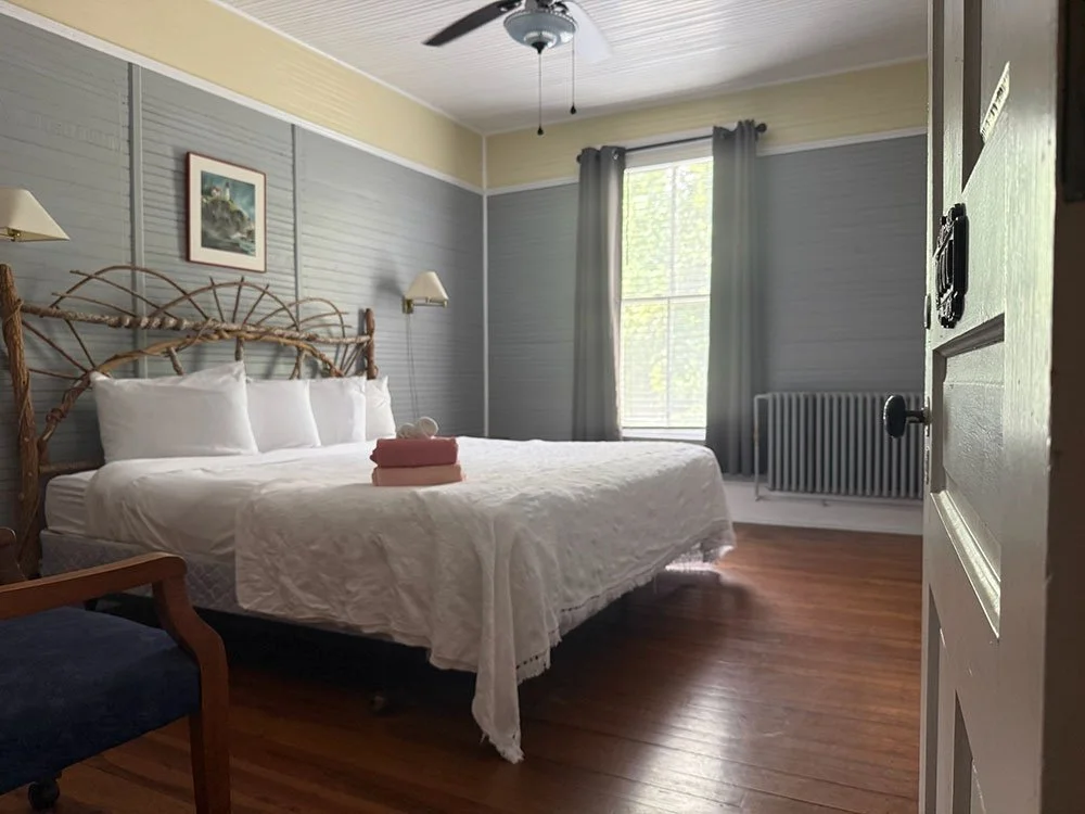 A Classic King room with original 1908 beadboard at Balsam Mountain Inn