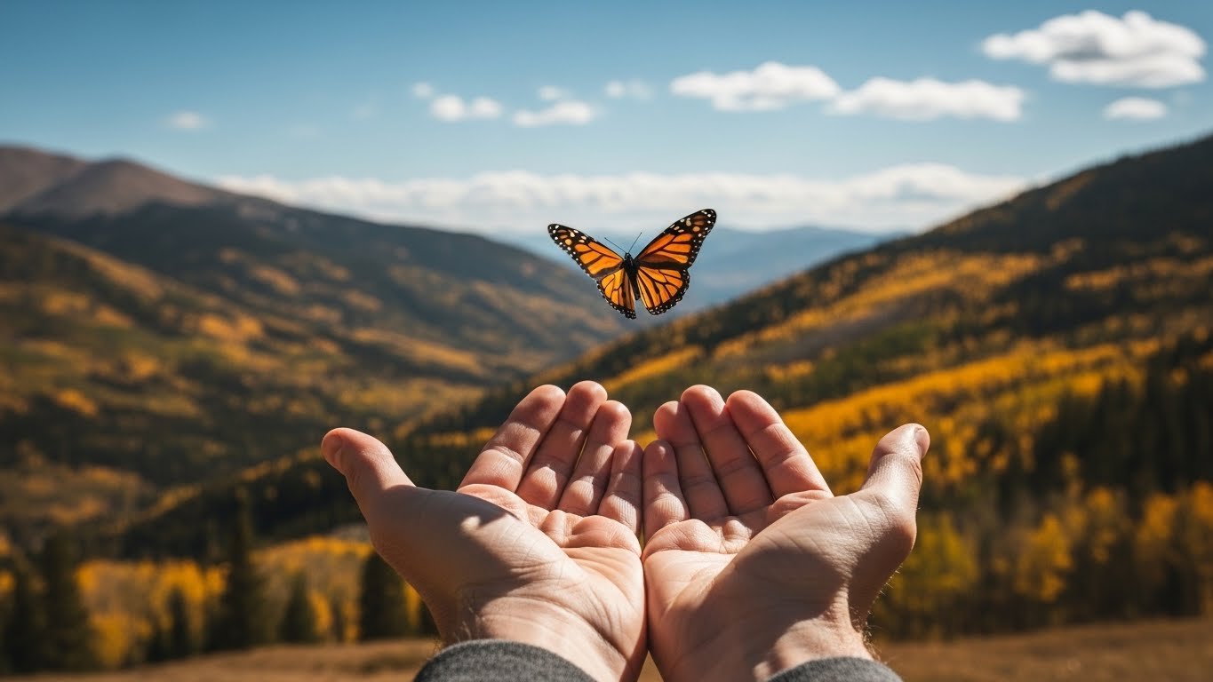 Metaphor for releasing anxiety through psilocybin-assisted therapy in Colorado natural setting