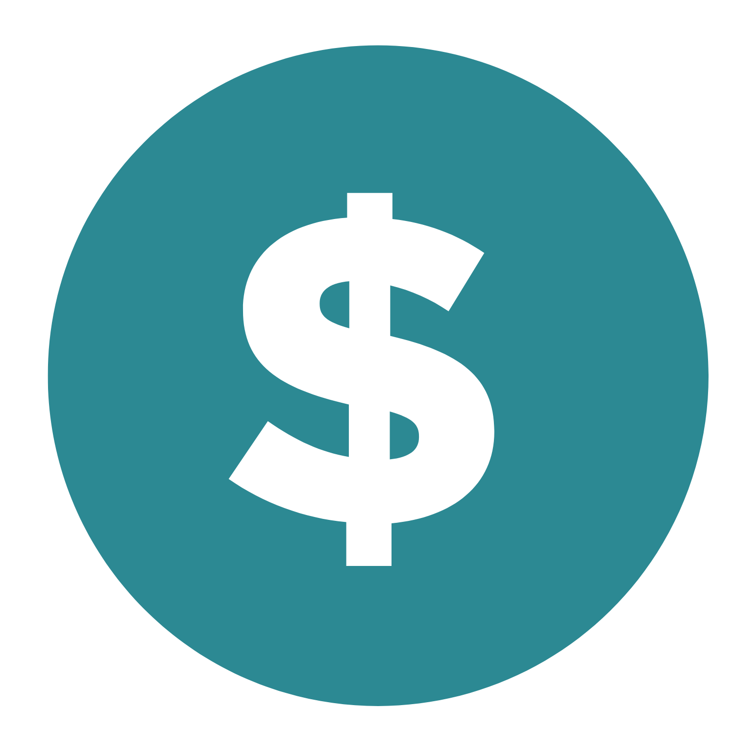 White dollar sign inside a teal circle.