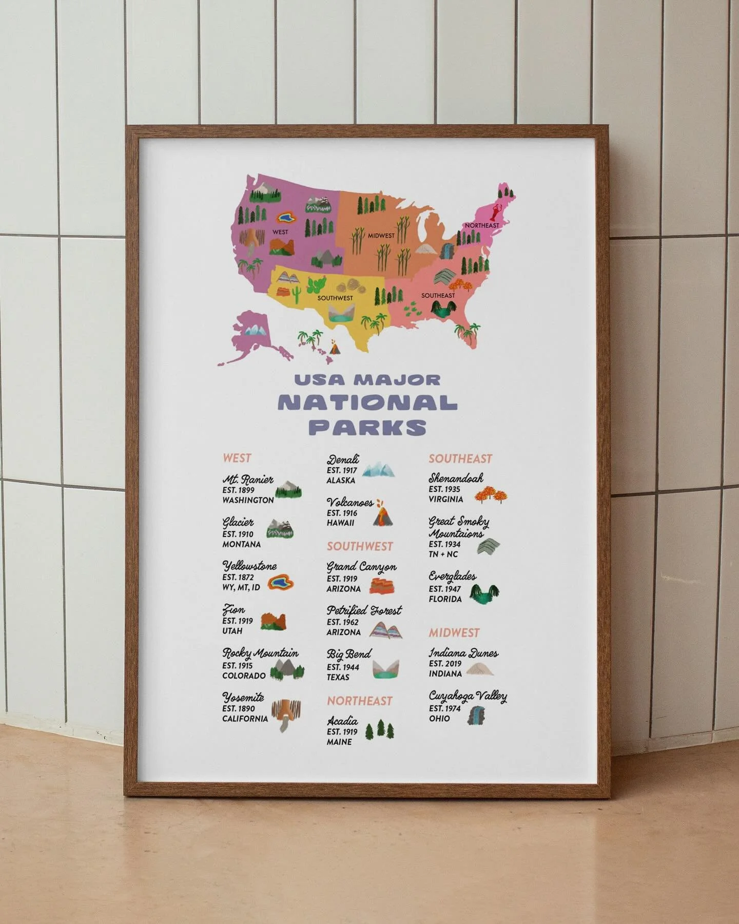 This mid-century inspired National Parks poster was designed with young-at-heart travelers and outdoor enthusiasts in mind. 💖

Sometimes outdoor spaces can feel like you have to be intense or extreme to fit in, so I wanted to create a poster that ce