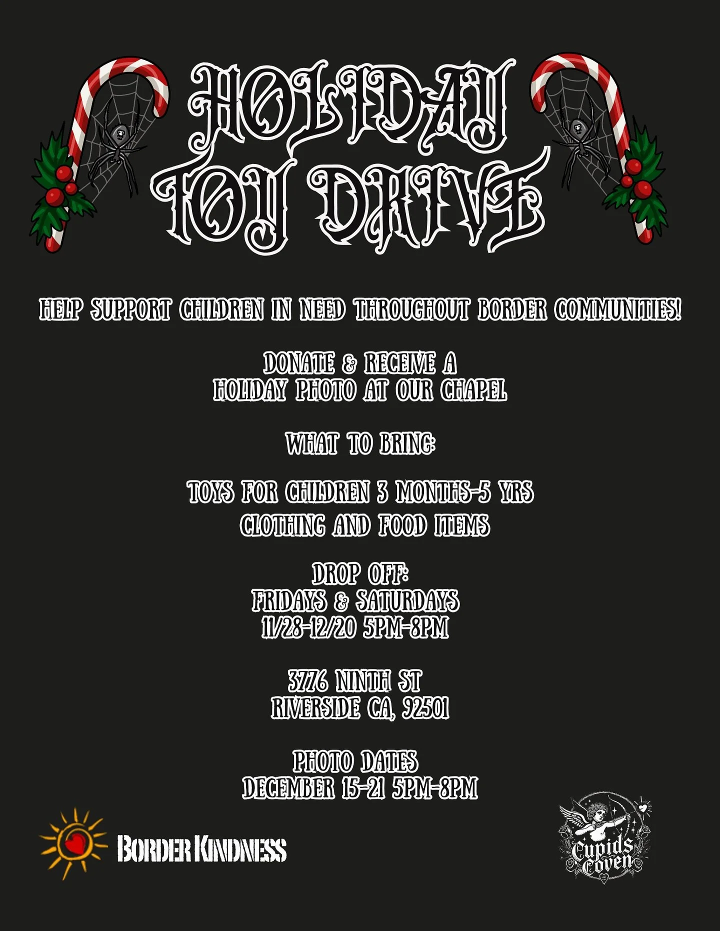 We are helping out our friends @borderkindness &amp; @migrantmoms this season to get toys, food &amp; clothing in the hands of children in need! 

Your items will go directly to agricultural workers in Imperial and Coachella Valley for their children