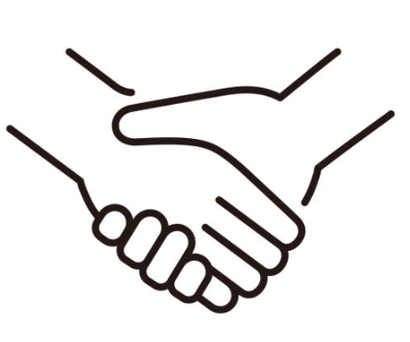 Line drawing of two hands shaking.