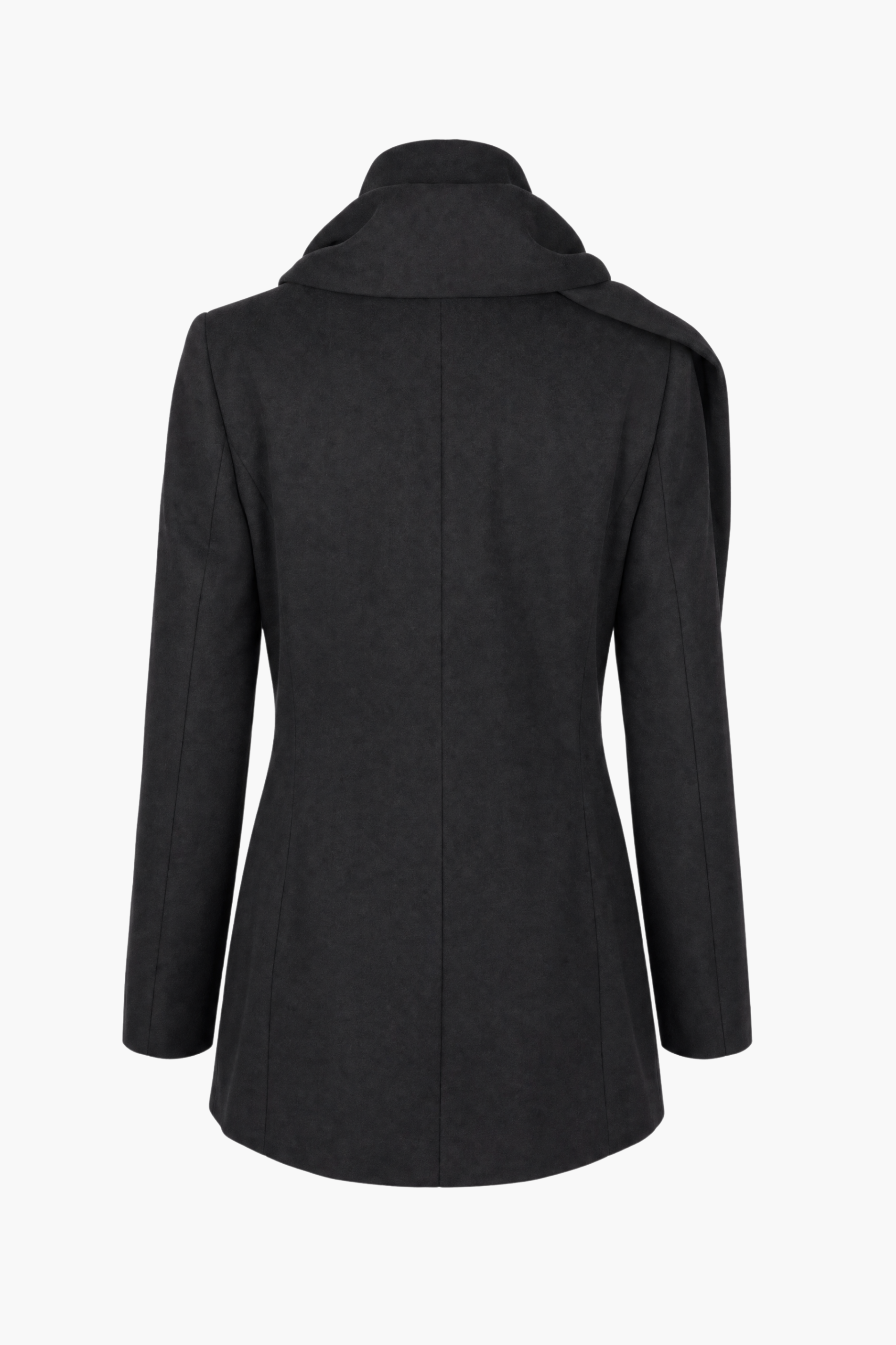 Julia Coat back image in black wool/cashmere