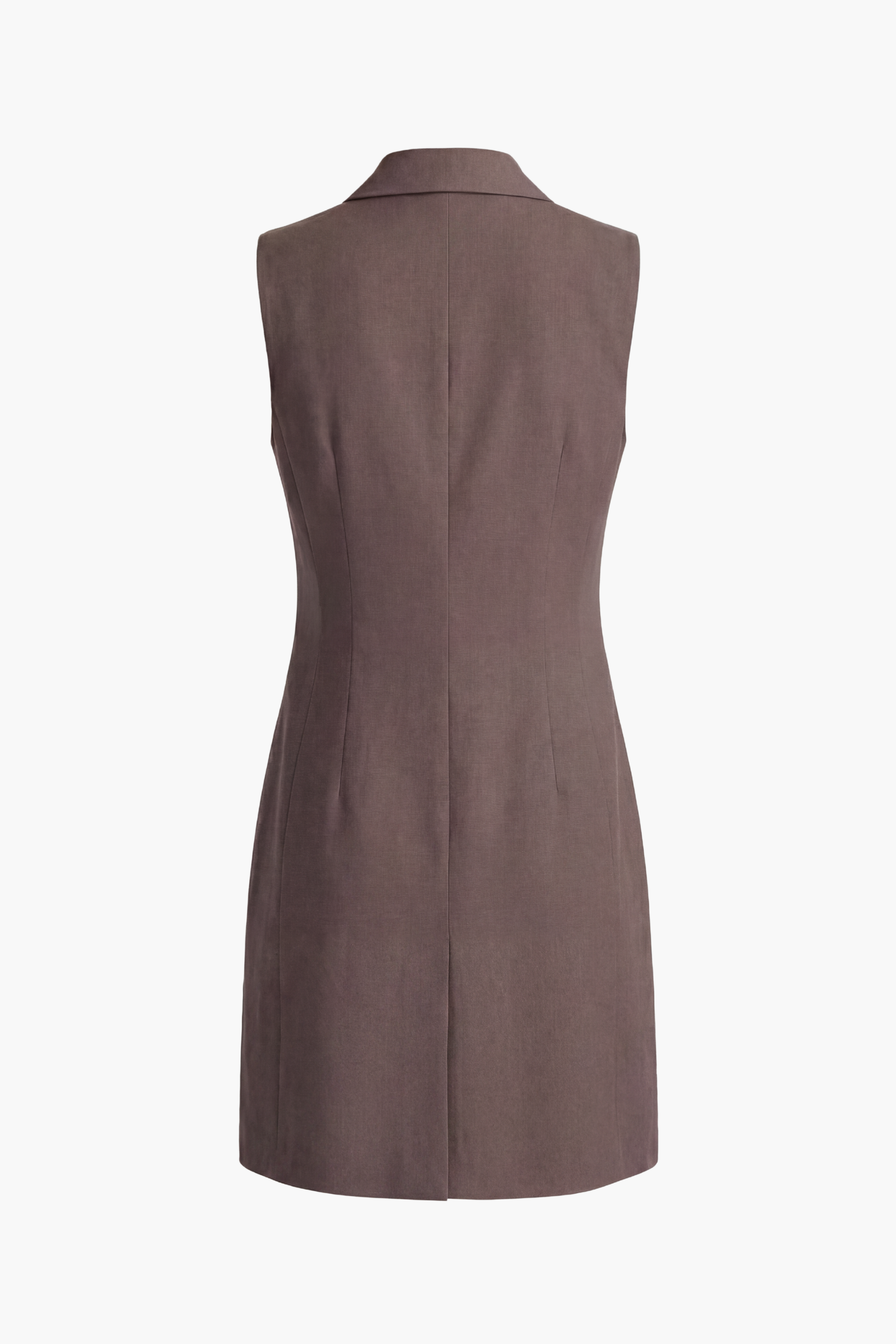 Sleeveless blazer dress in chocolate brown