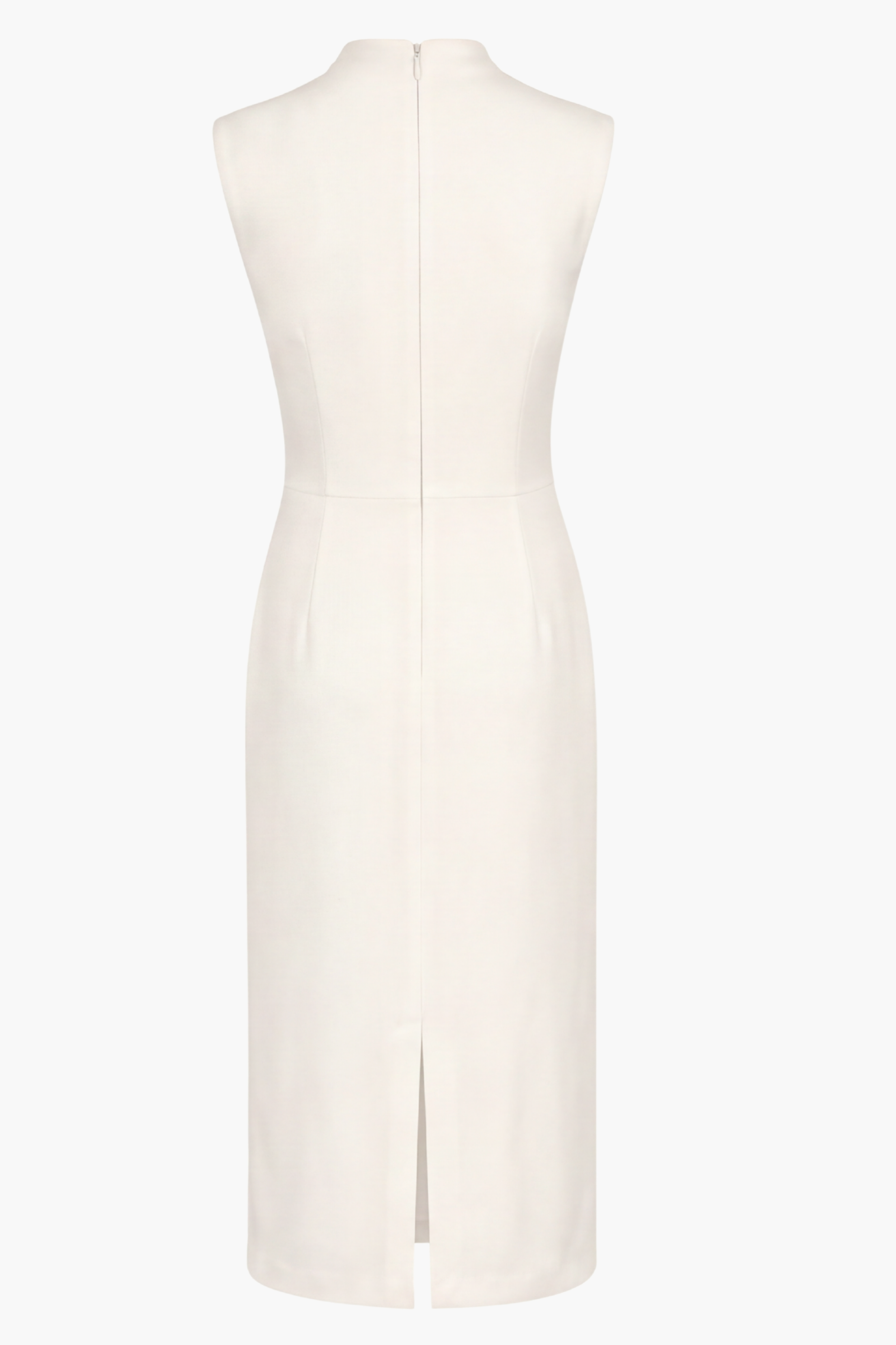 Classic sheath dress in cream crepe de chine - back image